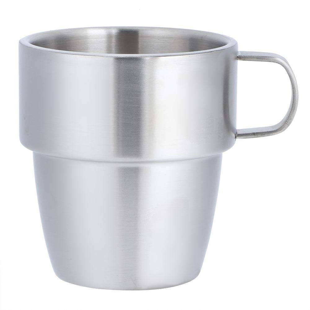 Premium 304 Stainless Steel Double Wall Coffee Mug with Handle - 300ml Insulated Travel Tumbler for Hot/Cold Drinks - Perfect for Coffee Shops, Office & Outdoor Use