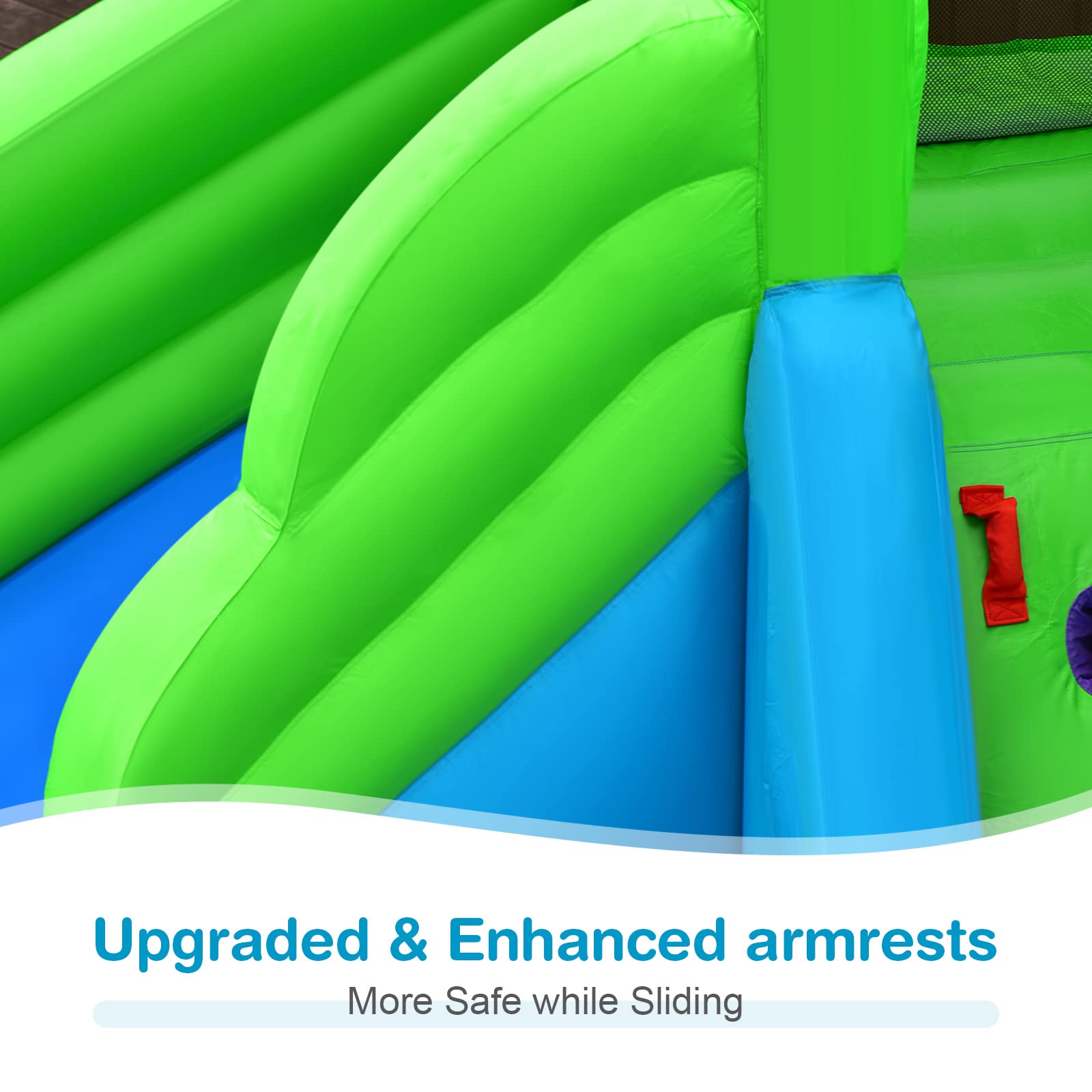 BOUNTECH 7-in-1 Inflatable Water Slide for Kids - Crocodile Mighty Water Park with Splash Pool, Climbing Wall, Water Cannon & Tunnel | Backyard Outdoor Summer Fun | Birthday Party, Family Gatherings, Poolside Entertainment (Air Blower Not Included)