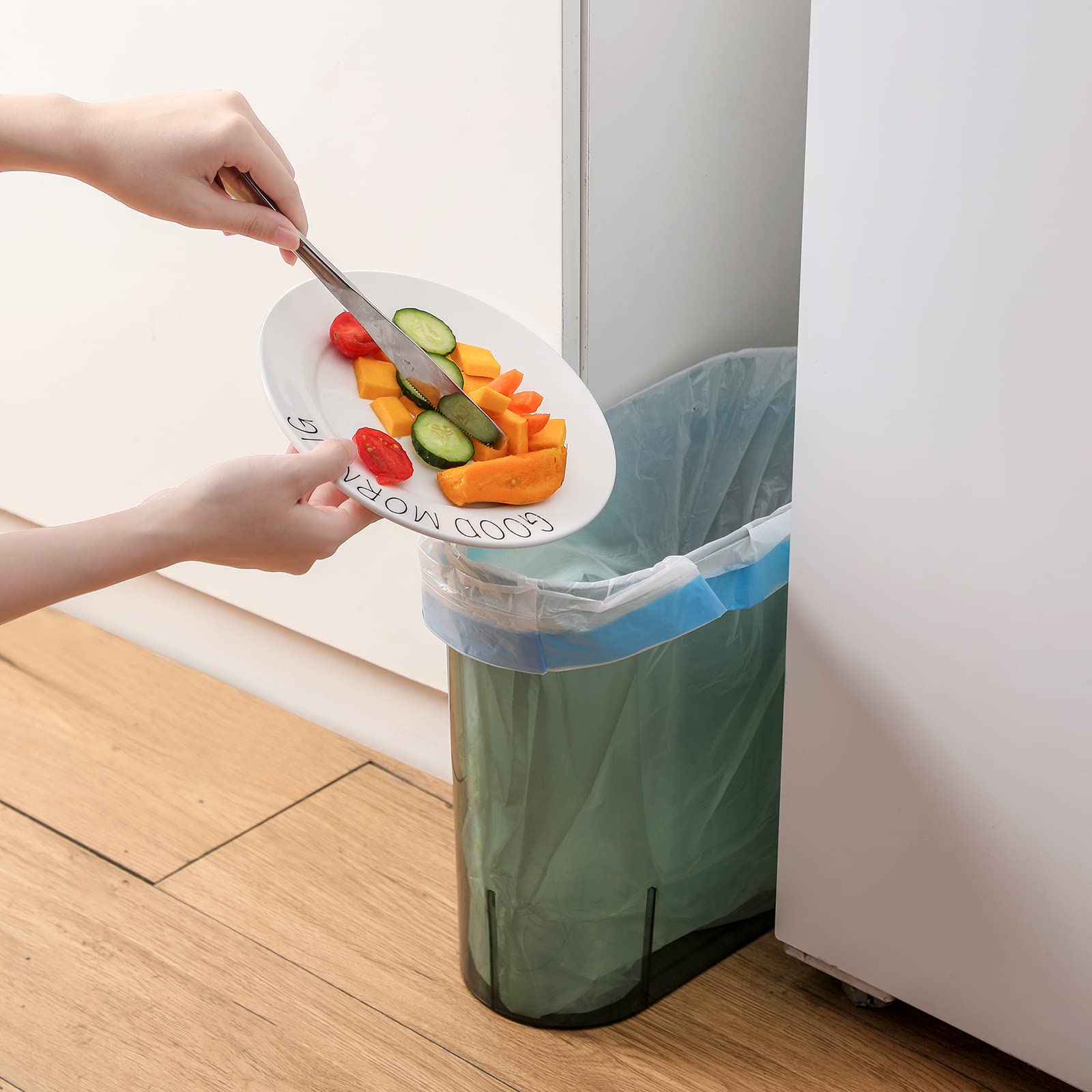 Anyoifax 3 Gallon Slim Trash Can - Small Waste Basket for Bathroom, Bedroom, Kitchen, Office & Dorm | Space-Saving Under Desk Garbage Bin | Eco-Friendly Green Waste Container - Perfect for Home, Office & College Dorm Organization