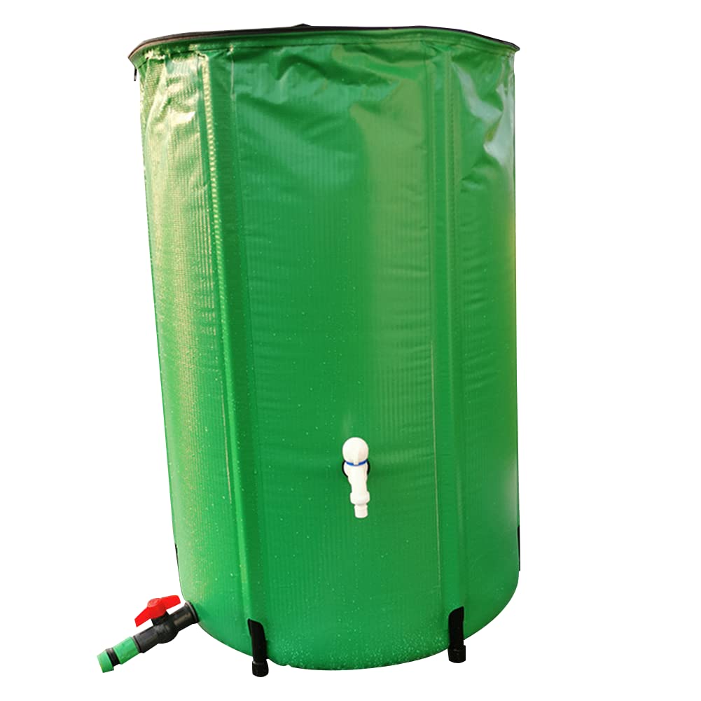 100 Gallon Collapsible Rain Barrel - Portable Water Storage Tank with Filter & Spigot Kit | Eco-Friendly Garden Water Collector for Outdoor, Emergency & RV Use | Green Multifunctional Rainwater Harvesting System