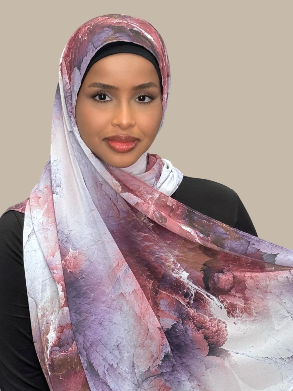 Printed Chiffon Hijab Scarf - Soft Muted Mirage Design for Women - Perfect for Daily Wear, Prayer, and Special Occasions