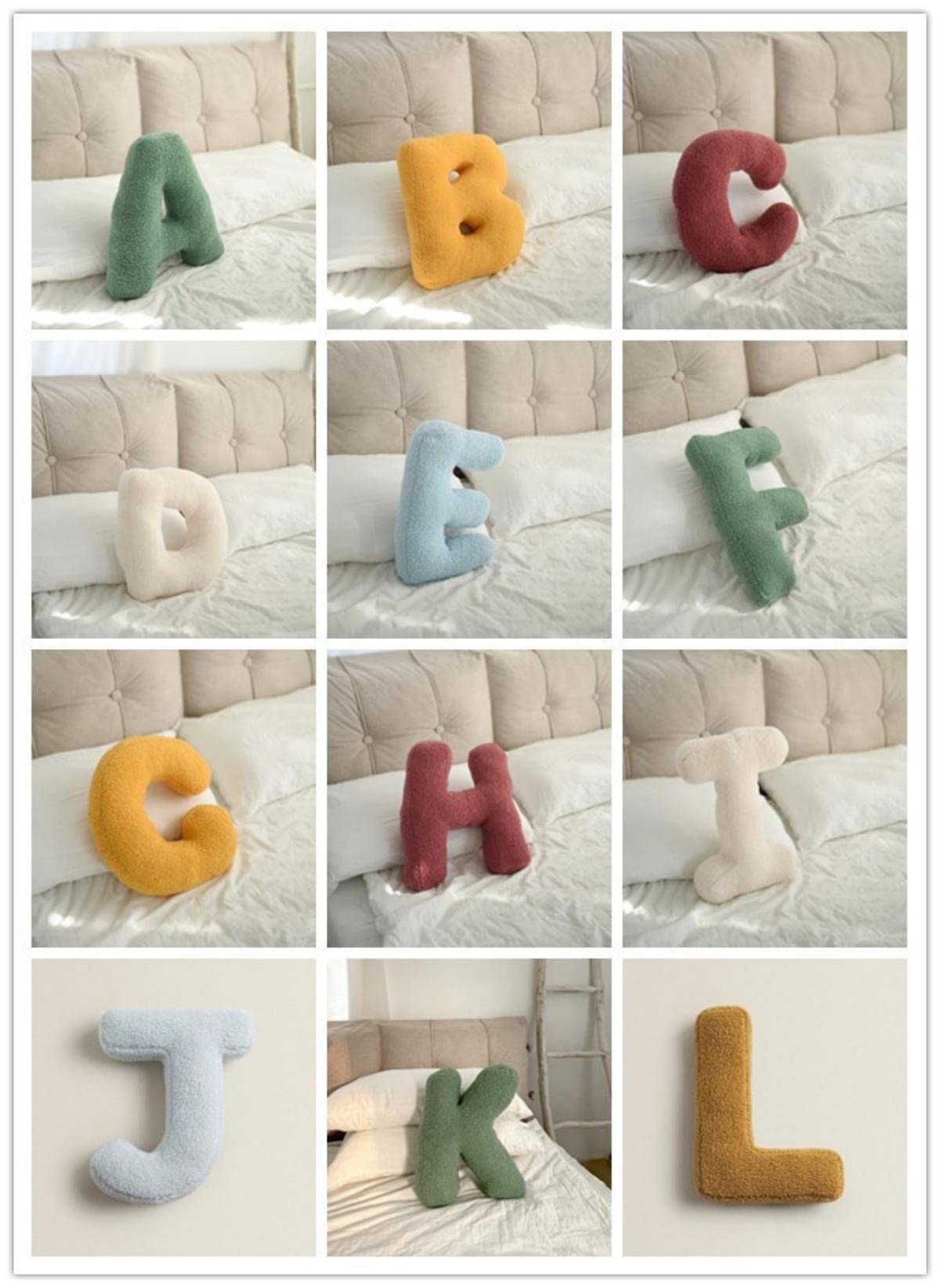 Soft Plush Letter Pillows - Decorative Alphabet Throw Pillows for Living Room, Sofa, Bed & Car - Cute Educational English Learning Pillow for Kids & Adults - Perfect for Home Decor, Nursery, Gifts & Cozy Comfort