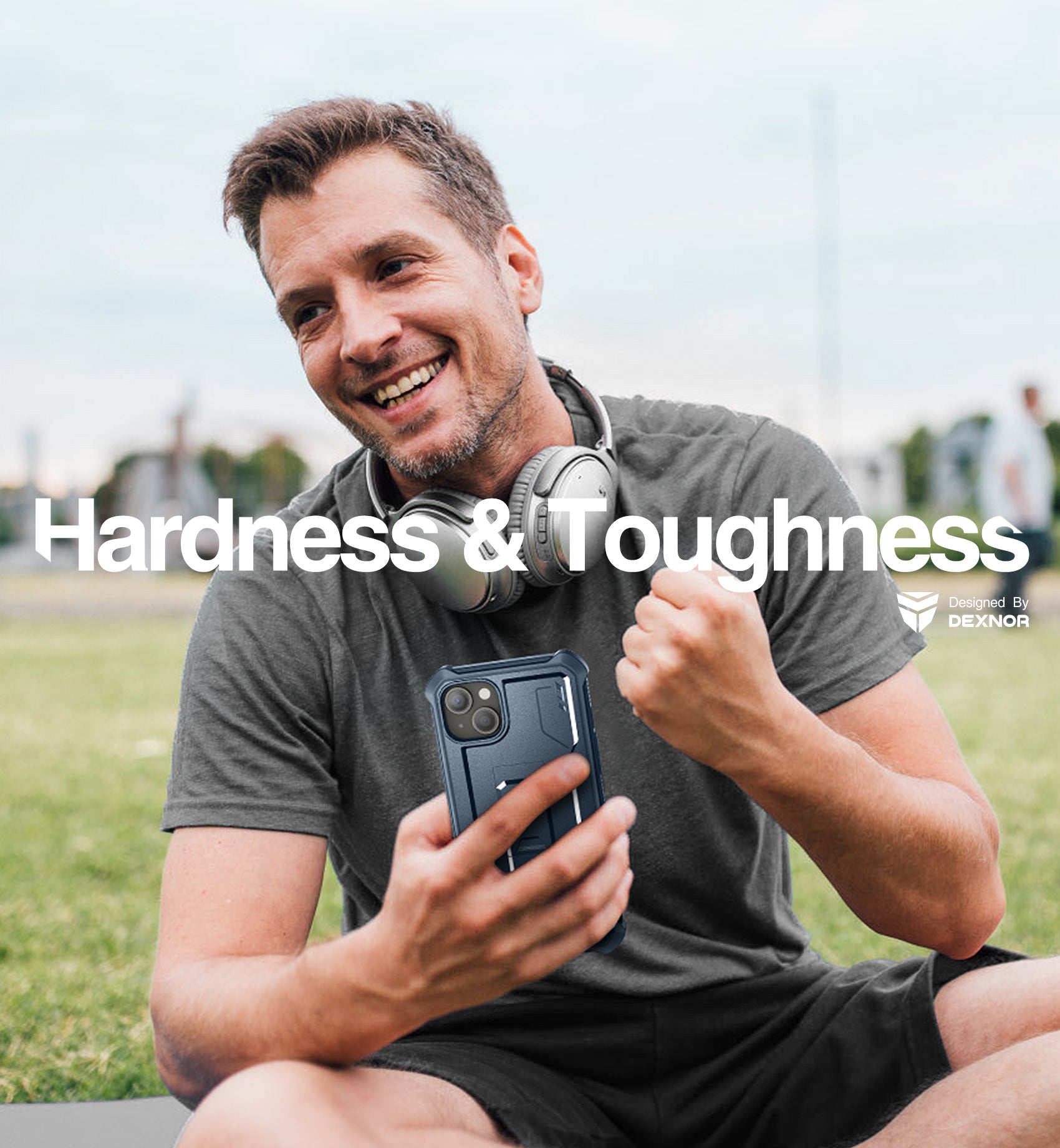 Dexnor Heavy Duty Shockproof iPhone 14 Plus Case with Built-in Screen Protector & Adjustable Kickstand - Perfect for Outdoor Activities, Travel, and Daily Protection