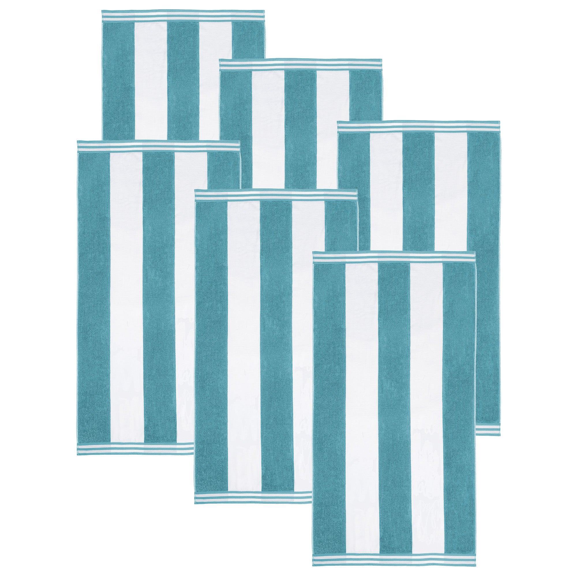 Premium Cabana Stripe Oversized Cotton Beach Towel Set of 2, 4, or 6 - Soft, Absorbent & Quick-Drying for Pool, Beach, Vacation & Spa Use