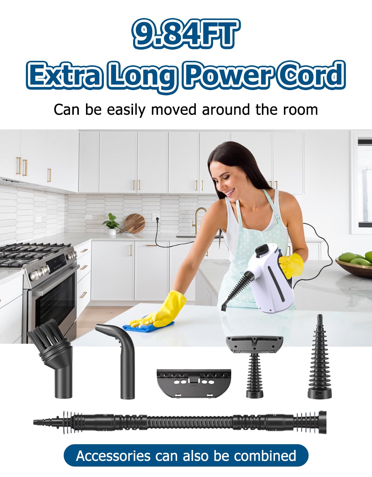 UPGRADED Handheld Steam Cleaner with 11 Accessories - 15-Second Fast Heating, High-Temperature Pressurized Steamer for Deep Cleaning - Perfect for Home, Kitchen, Car, Upholstery & Hard Surface Cleaning