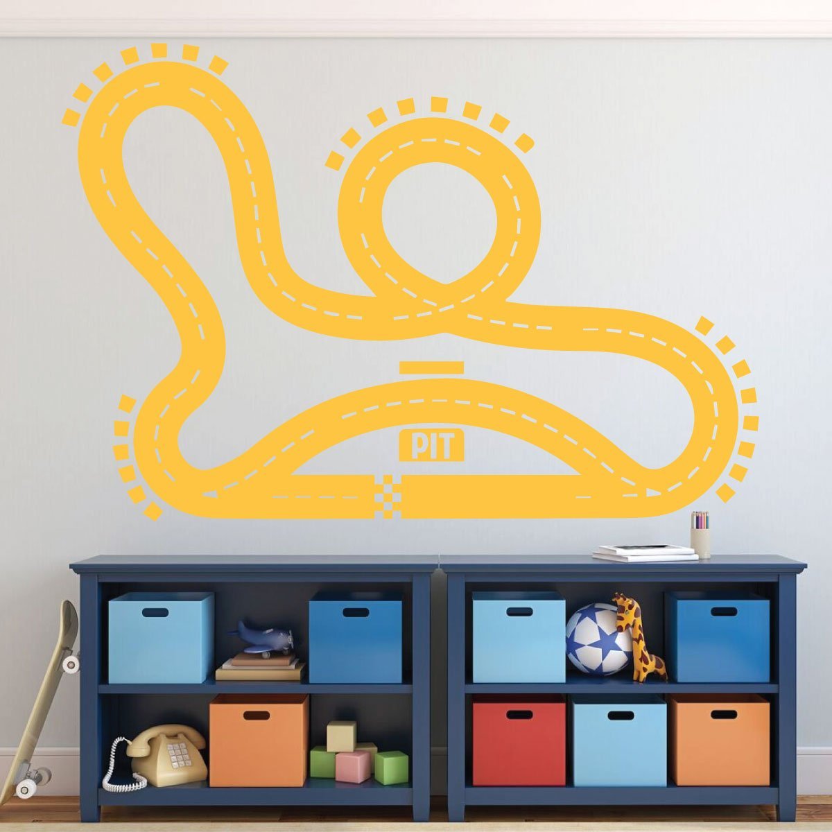 Race Track Wall Decal for Kids Room - Playroom & Nursery Decor for Boys