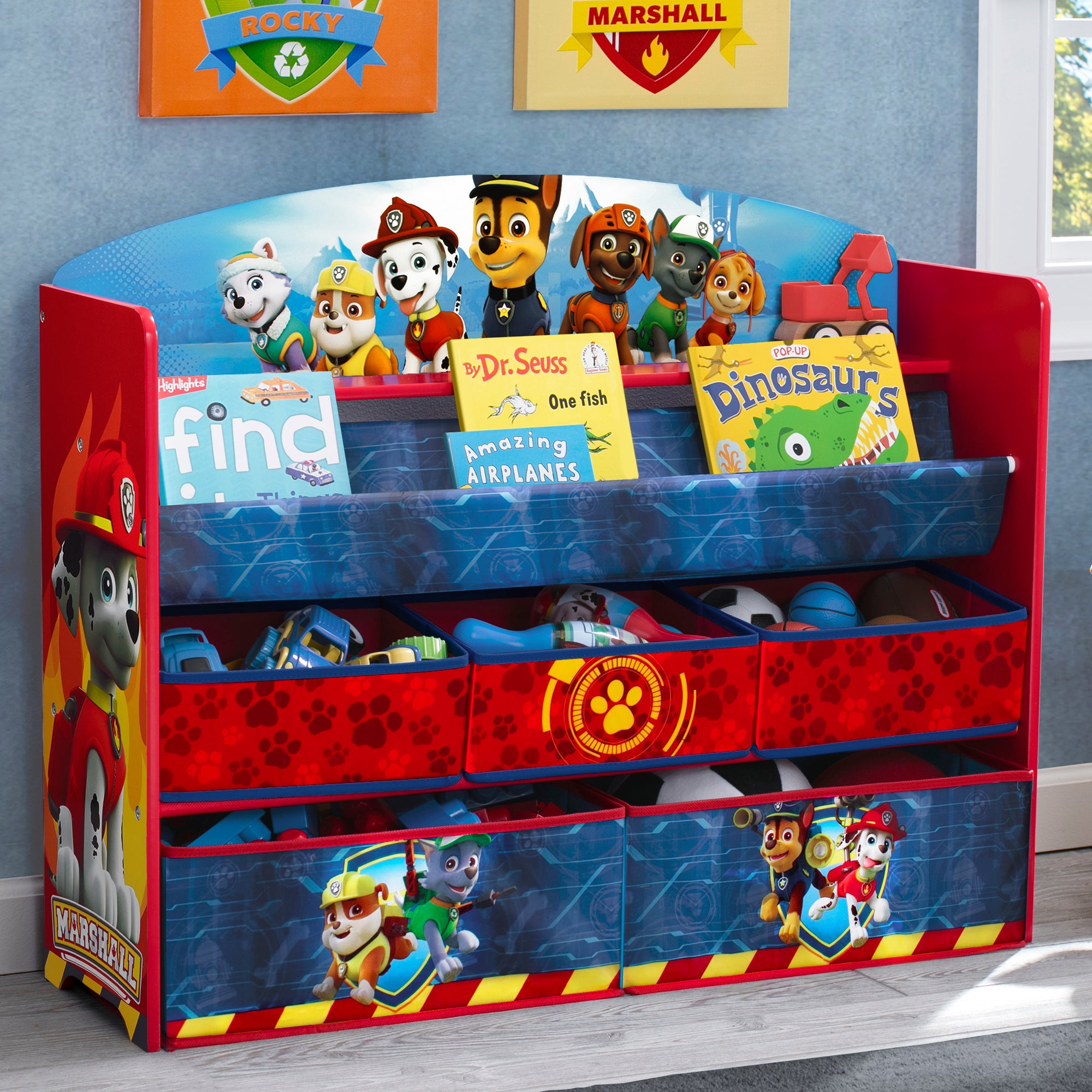 PAW Patrol Deluxe Book and Toy Organizer - Kids' Storage Solution for Books, Toys & School Supplies | Perfect for Bedroom, Playroom & Classroom Organization