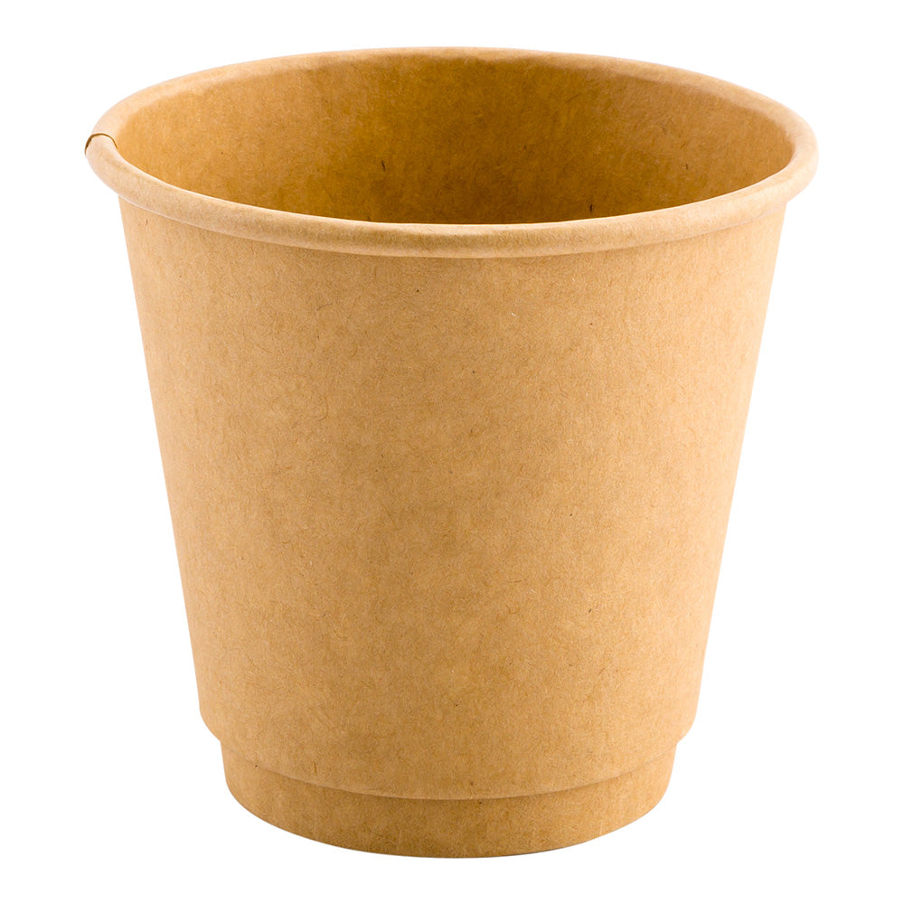 8 oz Double Wall Kraft Paper Coffee Cups - 500 Count Bulk Box (3.5