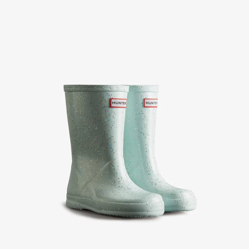 Hunter Gentle Blue Kids First Giant Glitter Rain Boots - Waterproof Outdoor Play Shoes for Puddles, Gardens & Rainy Day Adventures