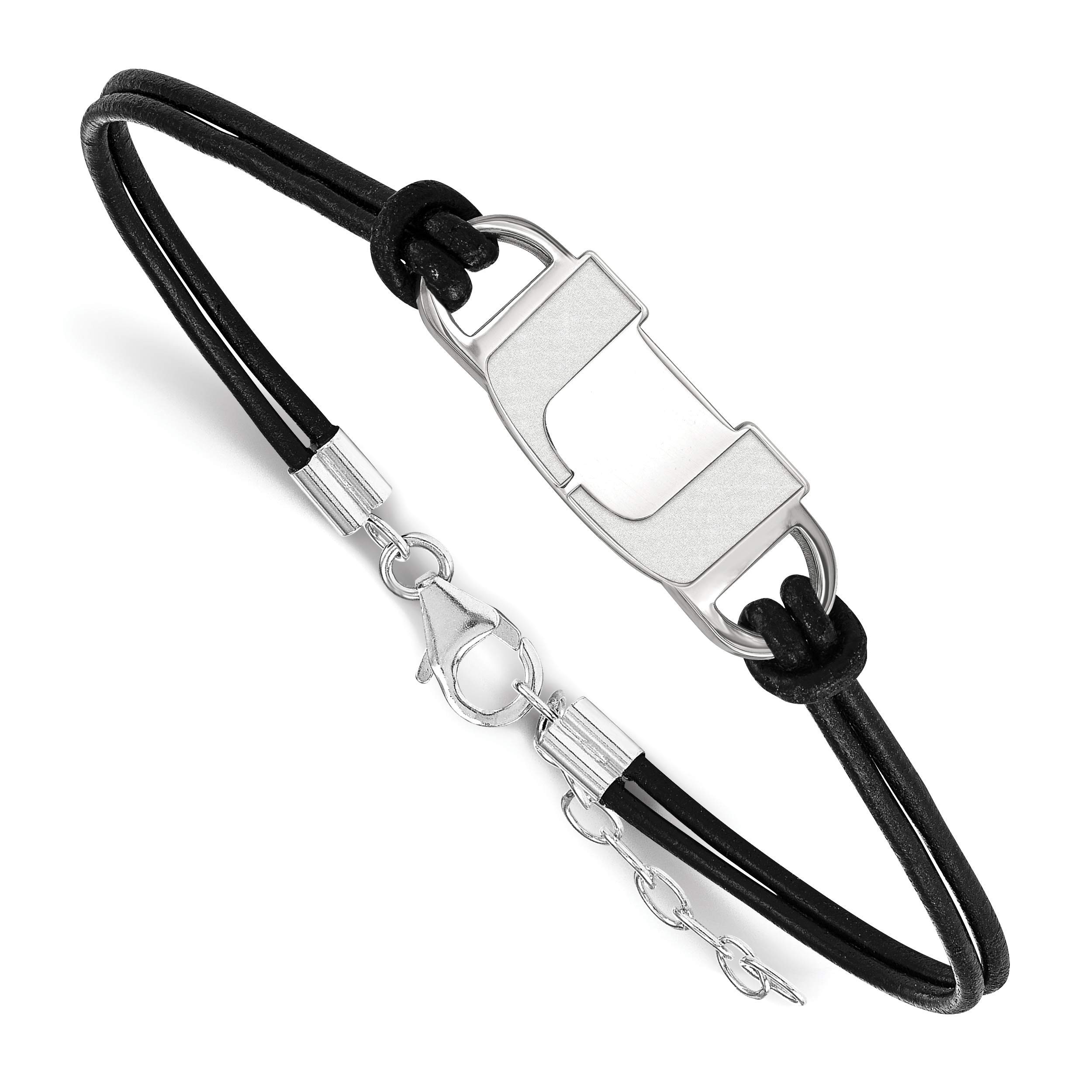 Miami Hurricanes Leather Bracelet - Sterling Silver 24mm x 7 Inch - School Letter Logo - Perfect for Game Day, College Gifts & Fan Accessories