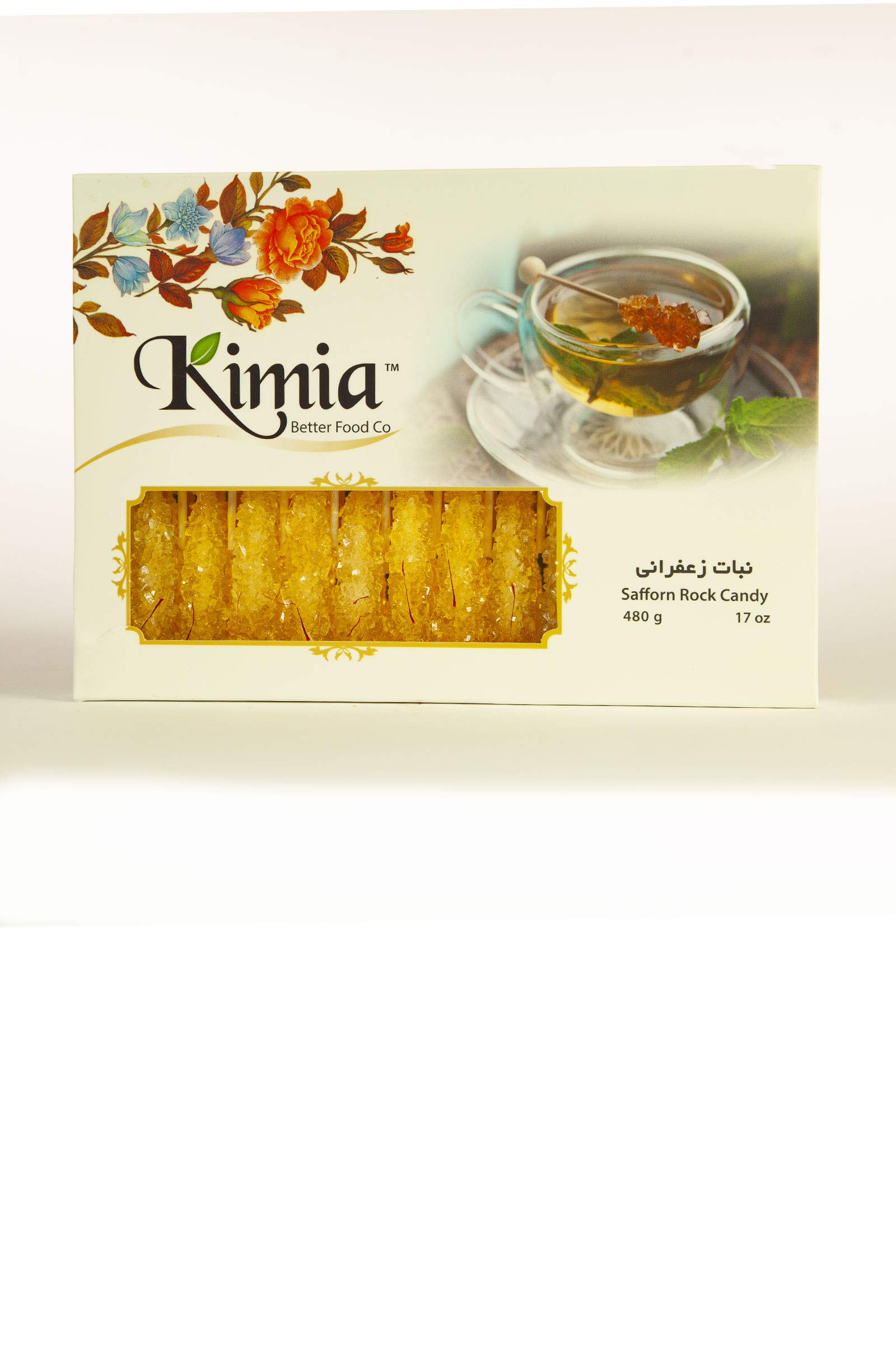 Premium Kimia Saffron Rock Candy - 2 Pack (24 Pieces) in Elegant White Gift Box | Persian Saffron Infused Sugar Crystals for Tea, Coffee & Dessert Decorations | Perfect for Parties, Weddings & Gourmet Gifting