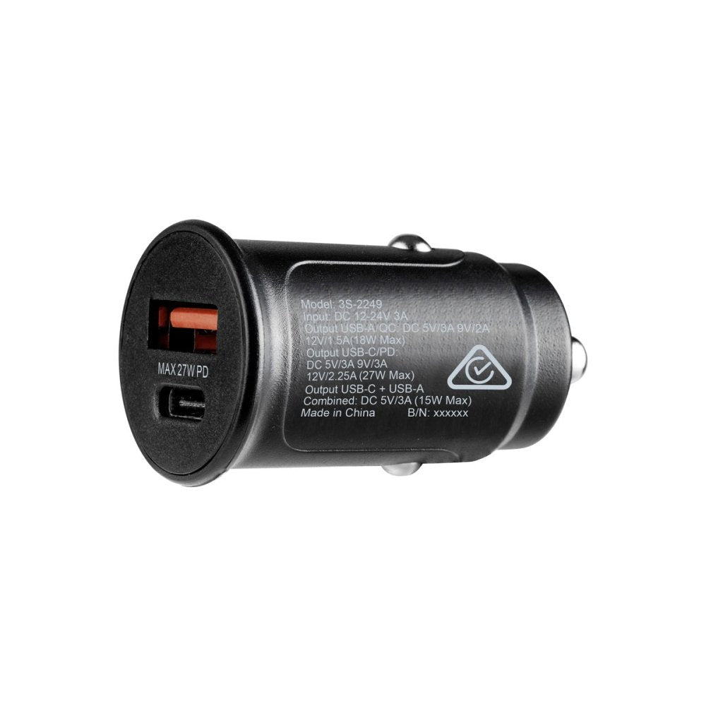 3sixT 27W Dual USB Car Charger - Fast QC3.0 USB C & USB A Ports for iPhone, Samsung, Android Phones - Perfect for Road Trips & Commuting