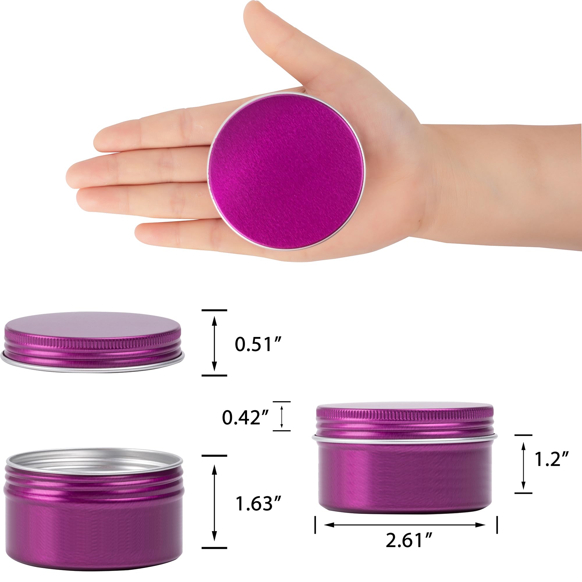24 Pack 4oz (120ml) Refillable Screw Top Aluminum Tin Jars with Lids & Blank Labels - Small Metal Containers for Lip Balm, DIY Candles, Herbal Salves, Spices Storage, Craft Supplies - Perfect for Home, Travel & Gift Packaging (Purple)