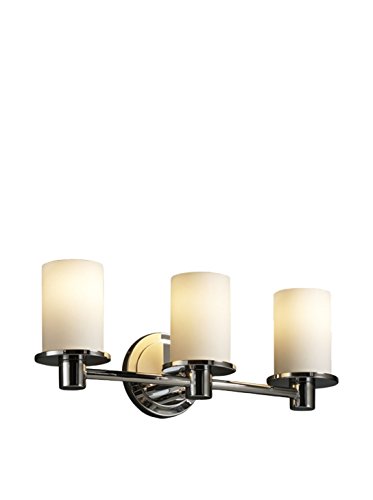 Justice Design Group Fusion 3-Light Bathroom Vanity Light Bar - Polished Chrome Finish with Opal Artisan Glass Shade for Modern Bathroom & Powder Room Lighting