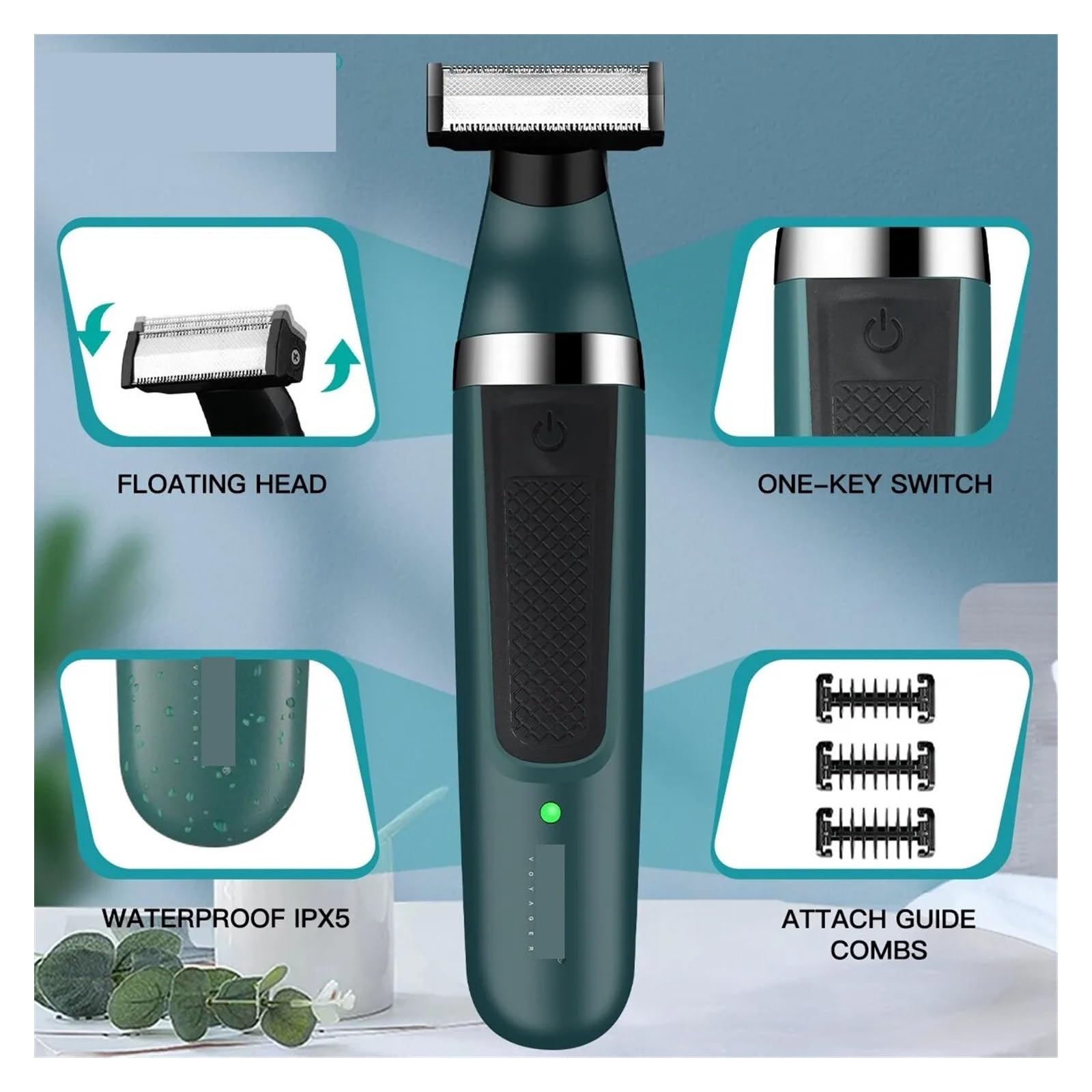 Professional 2-in-1 Electric Shaver & Beard Trimmer for Men - Waterproof Cordless Razor with Precision Blades (Model V-393) - Perfect for Travel, Home Use & Daily Grooming Routine