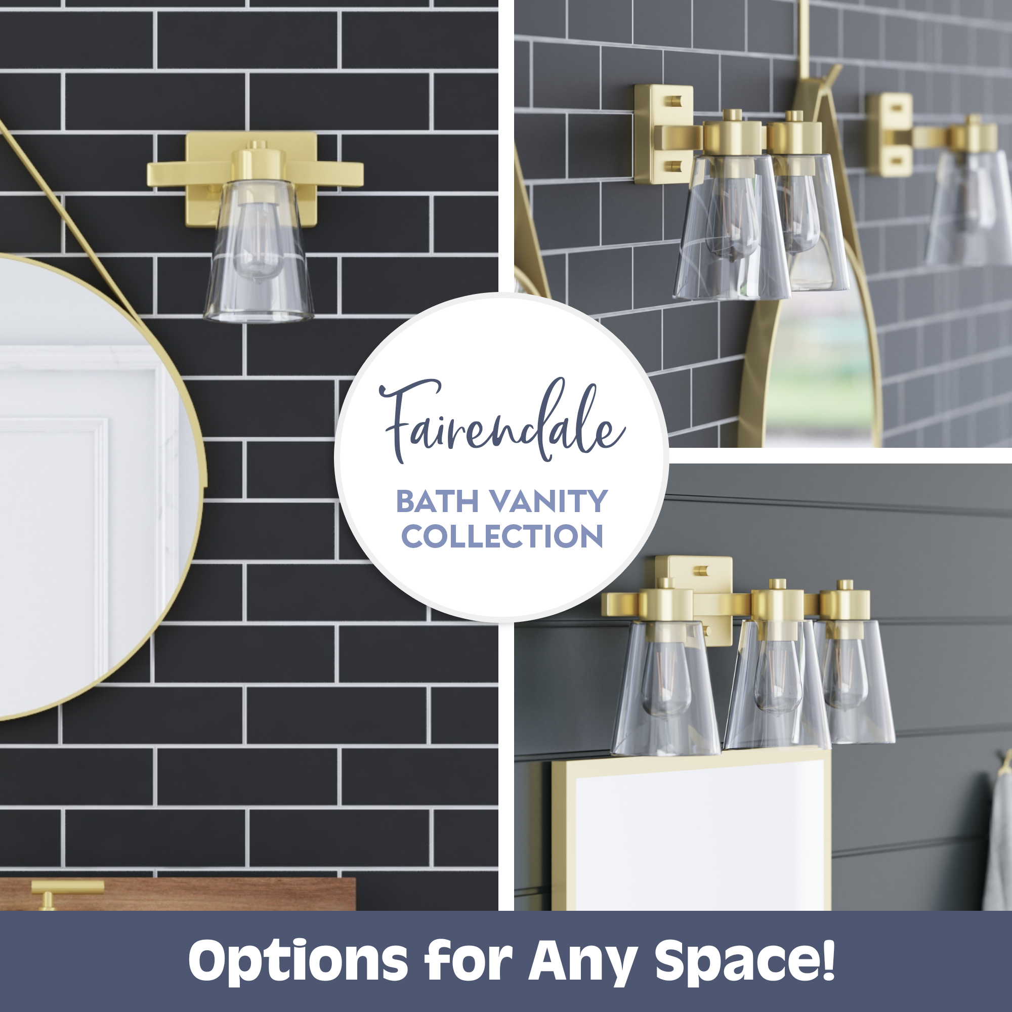 Fairendale 2-Light Vanity Light Fixture with Clear Glass Shades in Soft Gold Finish - Perfect for Bathroom, Bedroom, and Dressing Room Lighting