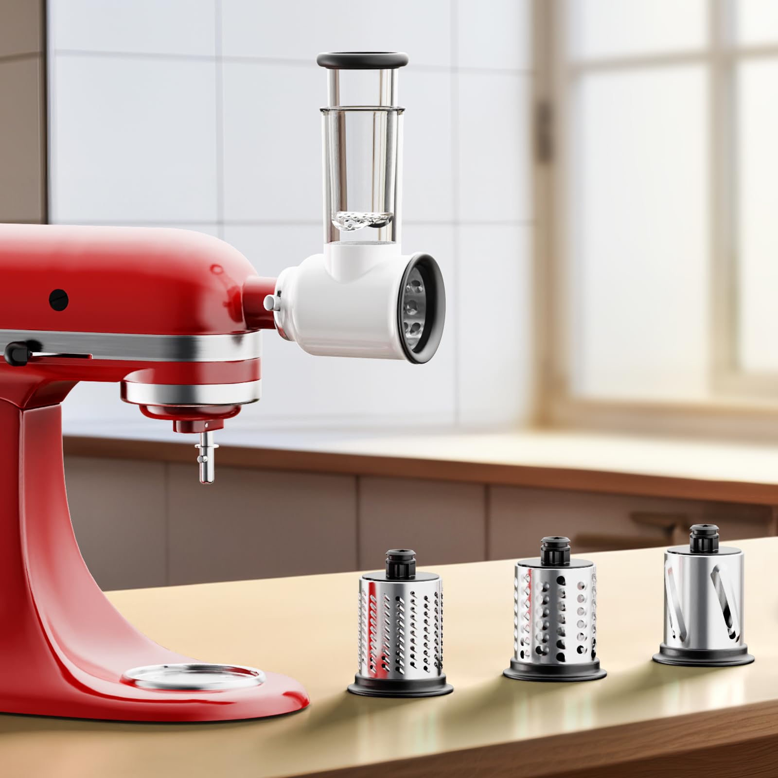 **KitchenAid Stand Mixer Slicer Shredder Attachment – 3-Blade Cheese Grater & Food Processor Accessory for Chopping, Slicing, and Grating – Perfect for Salads, Pizzas, and Meal Prep**
