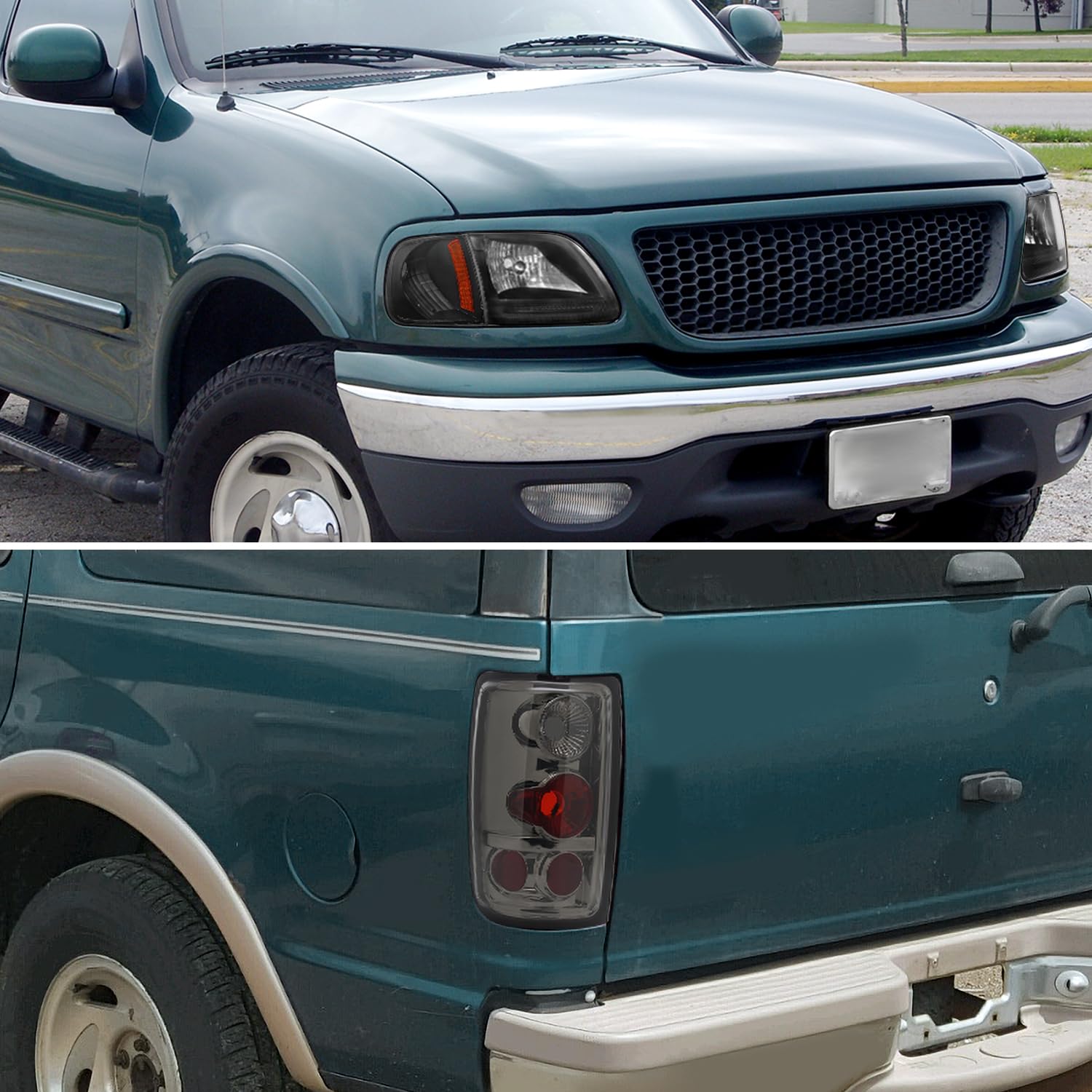 Spec-D Tuning Euro Black LED Headlights & Smoked Lens Tail Lights for Ford Expedition - Upgrade Your Ride with Stylish Lighting for Night Driving & Enhanced Visibility