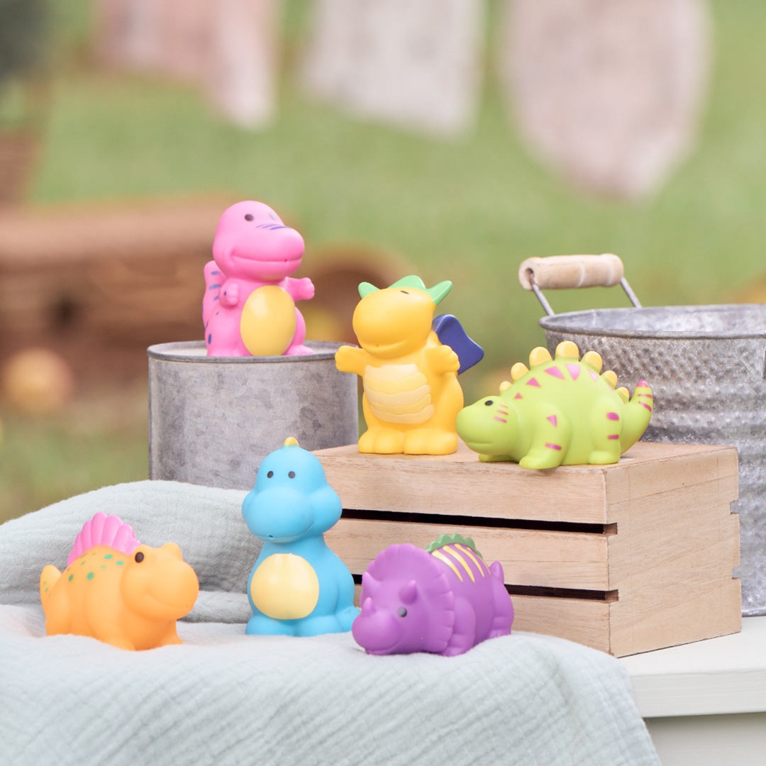 Dinosaur Party Squirtie Baby Bath Toys - Fun & Safe Bathtime Play for Toddlers & Kids - Perfect for Bath Time, Pool, and Sensory Play