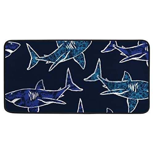 Hand Drawn Sharks Dark Blue