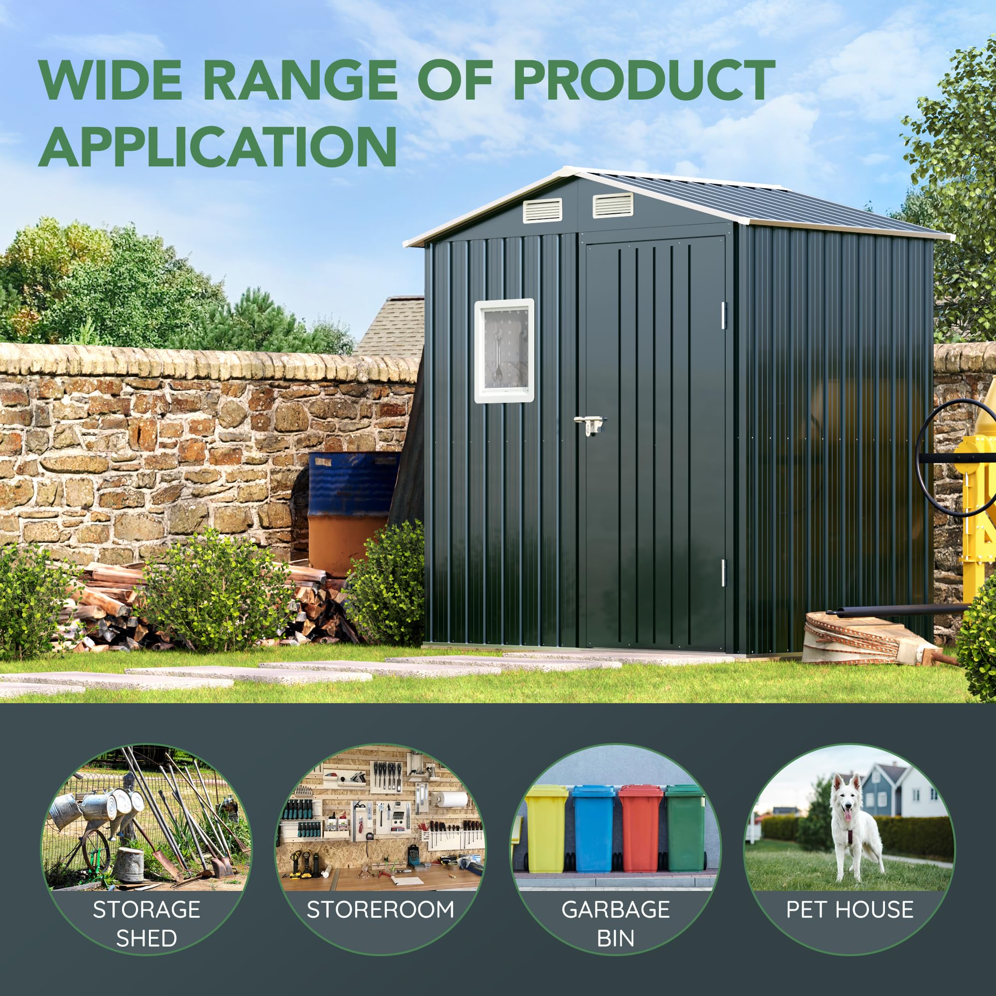 6x4FT Outdoor Steel Storage Shed with Clear Window & Lockable Doors - Weather-Resistant Metal Tool Shed for Garden, Backyard, Patio & Utility Storage - Perfect for Storing Lawn Mowers, Bikes & Outdoor Equipment