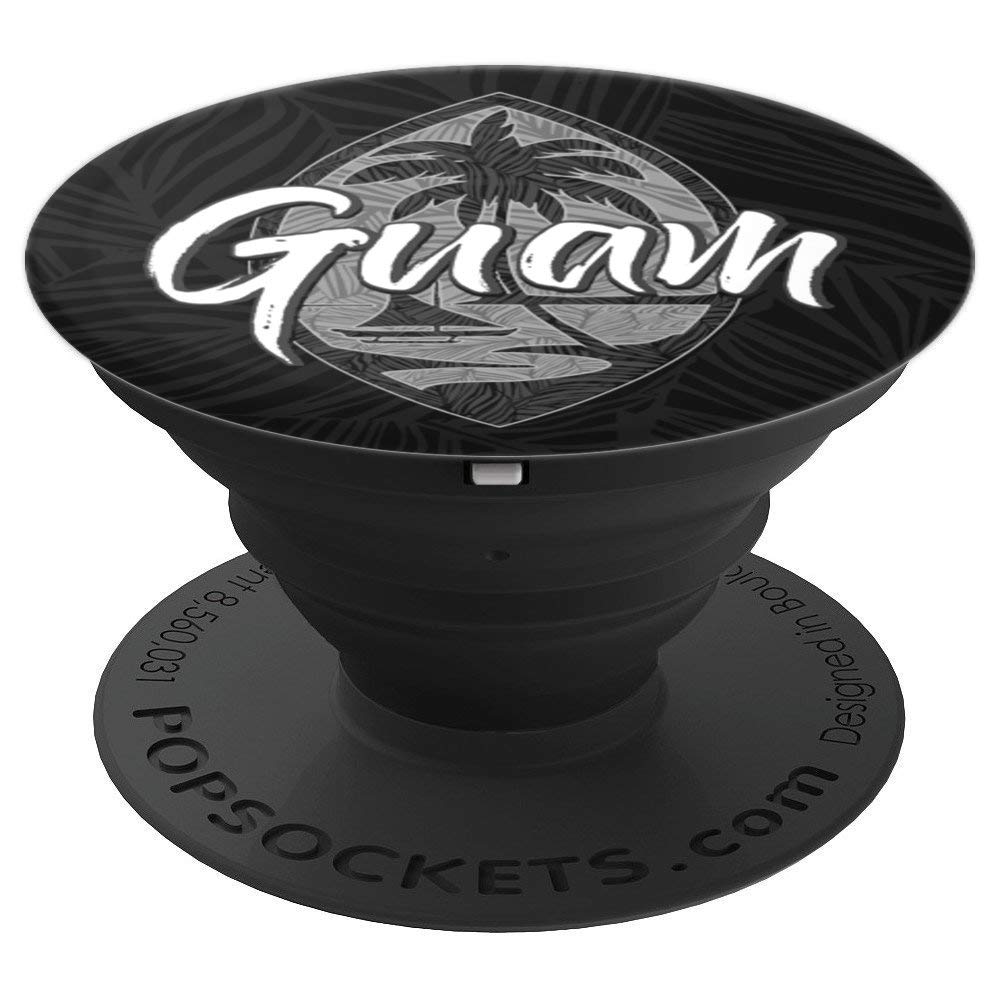 Guam Seal Patch Flag | USA Chamorro Guamanian Black PopSockets PopGrip - Swappable Phone & Tablet Grip for Stylish Protection - Perfect for Travel, Work & Everyday Use