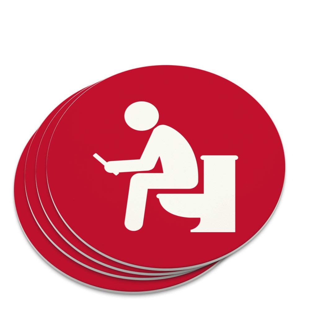 Funny Novelty Coaster Set - Man Pooping on Toilet Design - Unique Bathroom Humor Gift for Men - Perfect for Home, Office, or Gag Gifts