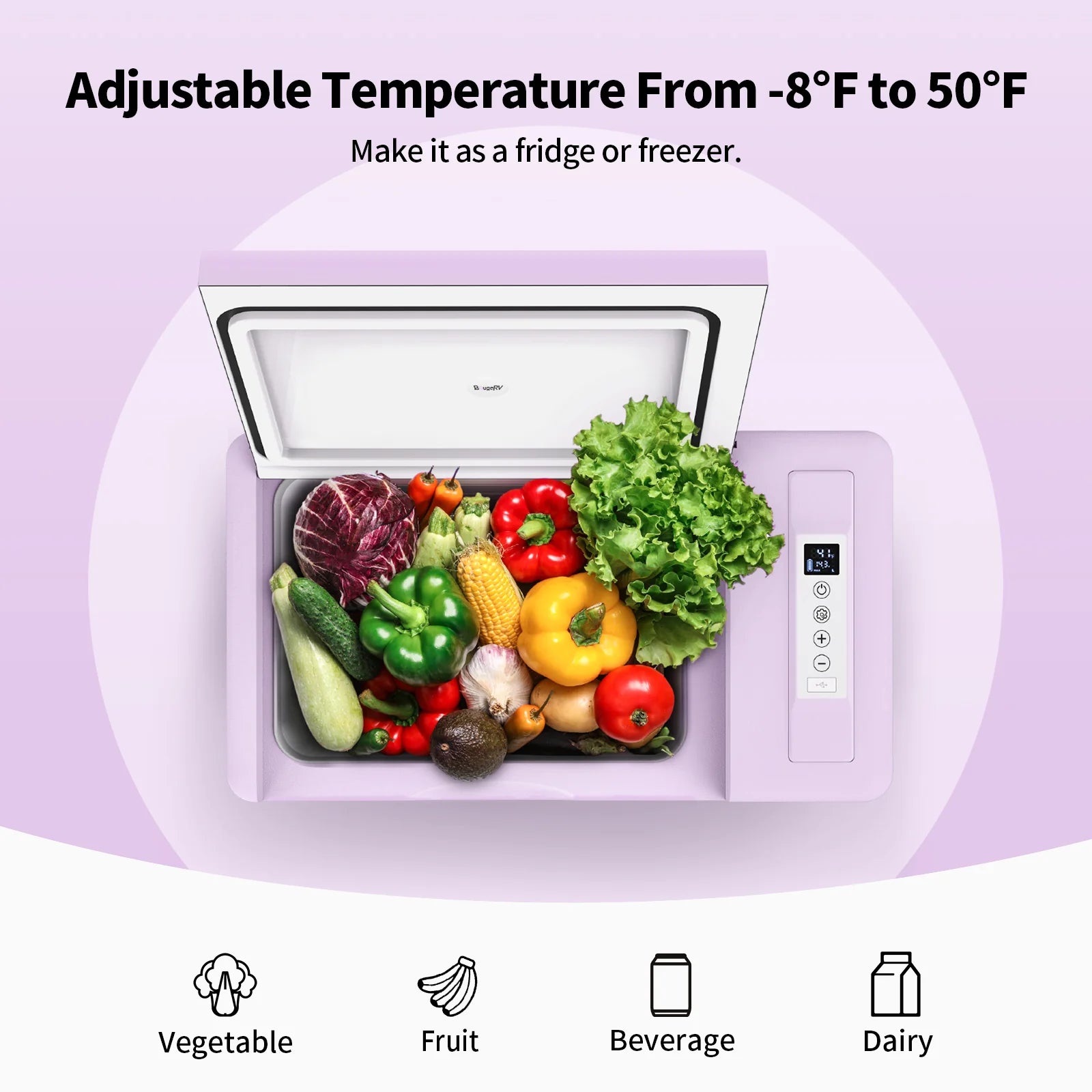Bouge RV 12V 23 Quart Portable Car Refrigerator - Compact Freezer for Camping, Road Trips & Outdoor Adventures - Keep Food & Drinks Cold On-The-Go