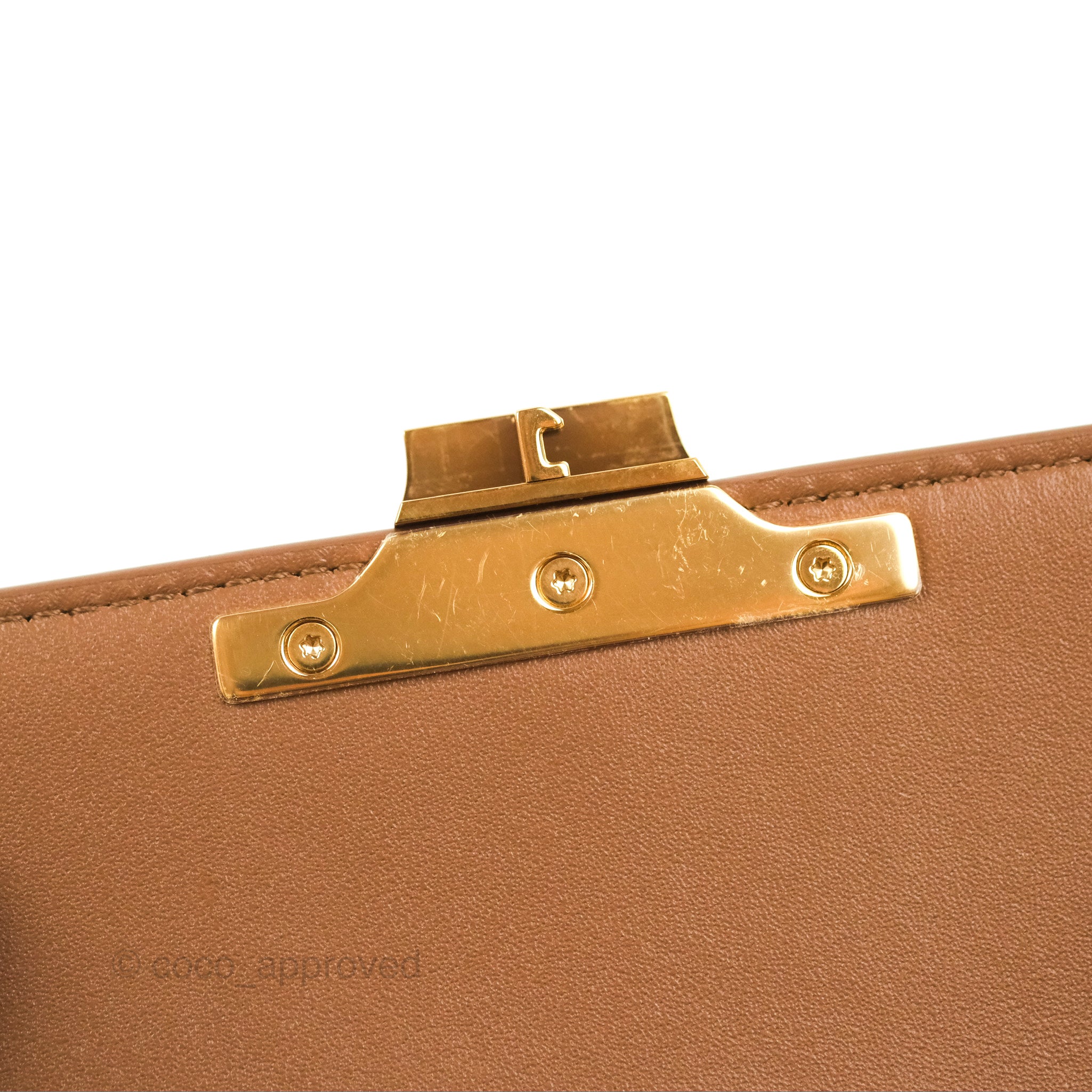 Celine Teen Triomphe Bag in Shiny Calfskin Bronze - Luxury Crossbody Purse for Women, Perfect for Date Night & Evening Events