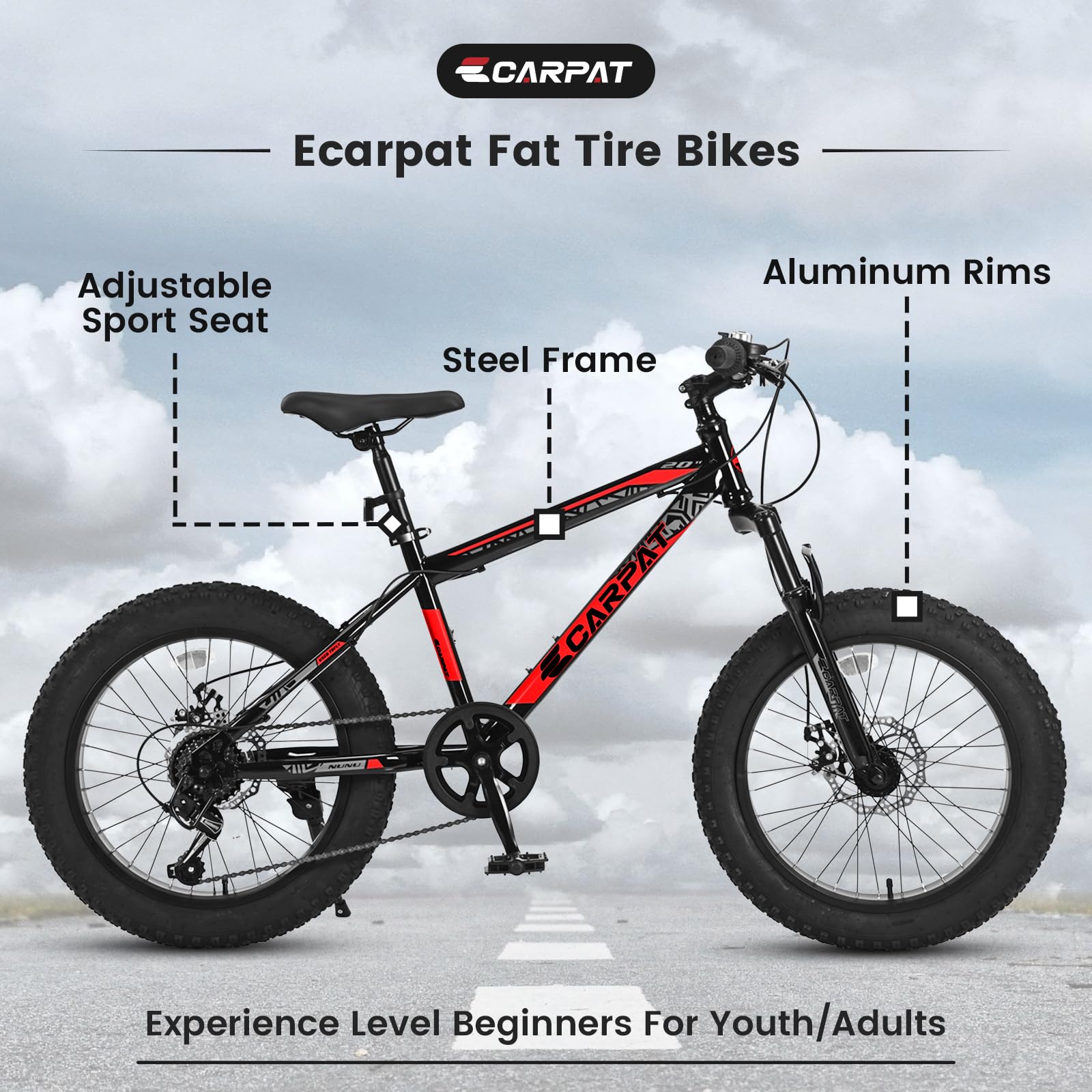**Ecarpat 20 Inch Kids' Bike for Ages 6-12, 7-Speed Mountain Bicycle for Boys & Girls - Perfect Birthday Gift for Outdoor Cycling, City Commuting & Snow Riding (Pink, Blue, Green, White)**