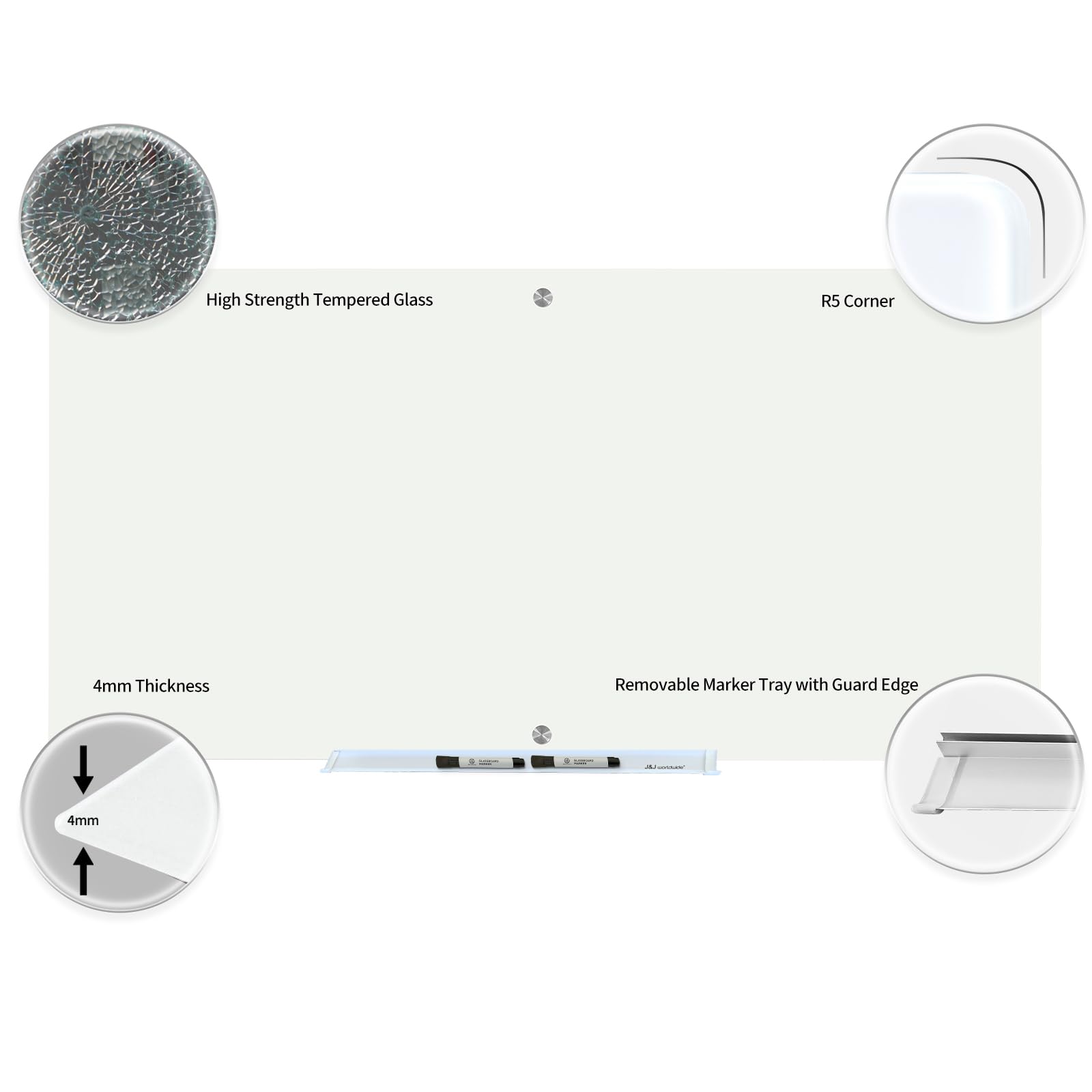Premium 6' x 3' Magnetic Glass Dry Erase Board - Frameless Whiteboard for Home Office, Classroom & School - Includes Magnets, Markers & Eraser - Perfect for Presentations, Teaching & Home Organization