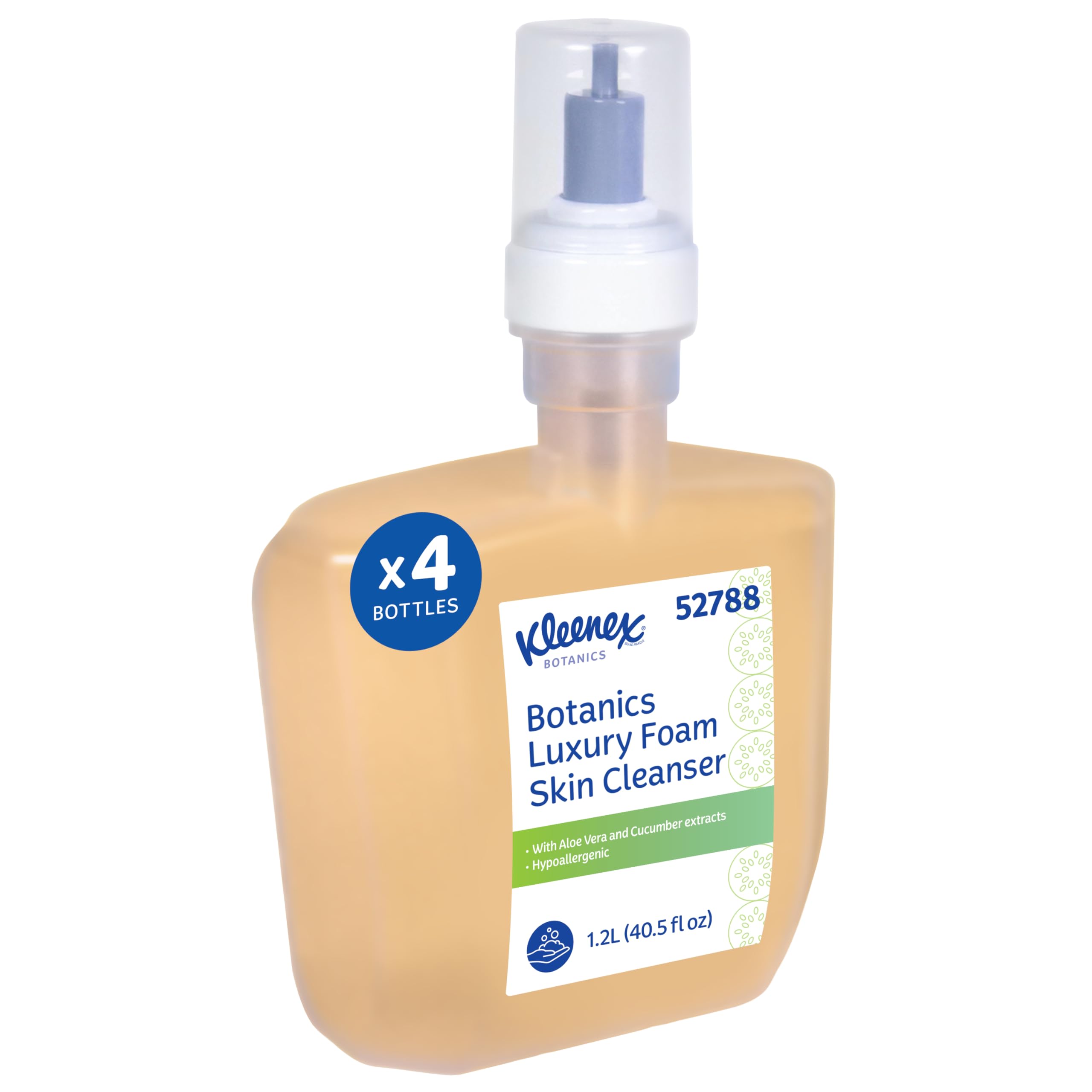 Kleenex Professional Botanics Luxury Foam Skin Cleanser (52788) - 1.2L Foaming Hand Soap Refill for Kimberly-Clark ICON & Scott Dispensers - Clear Formula with Fresh Scent - 4 Pack - Perfect for Offices, Restaurants & Public Restrooms