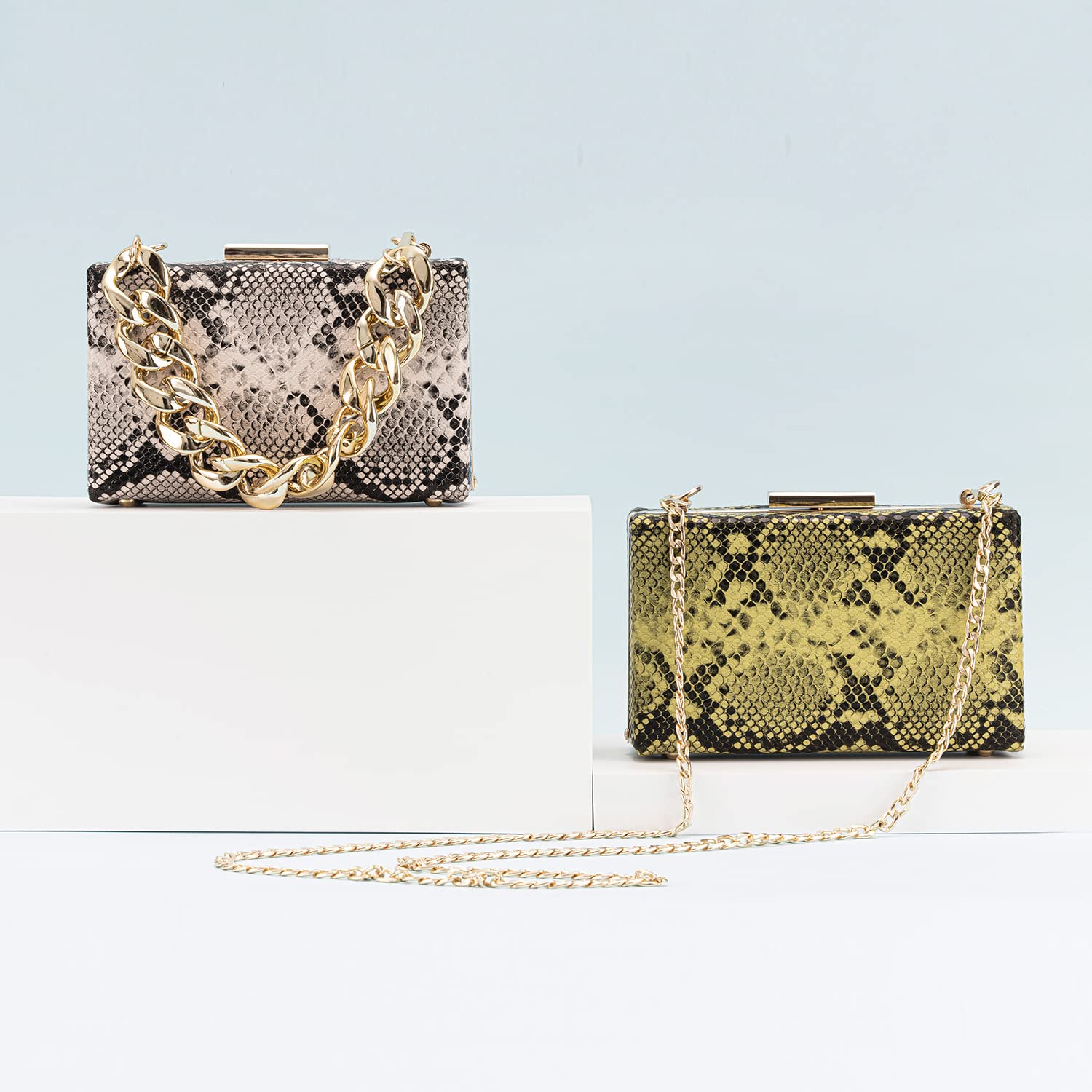 Snakeskin Crossbody Bag for Women with Chain Strap - Perfect for Evening & Travel