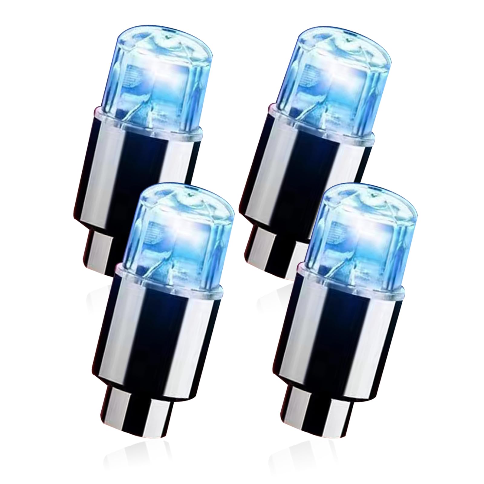 Fogfar Pack of 4 LED Valve Stem Cap Lights - Waterproof PVC Car Tire Wheel Lights with Neon Flashing Colors for Cars, Motorcycles & Bicycles (Blue) | Perfect for Night Rides, Car Shows & Vehicle Customization