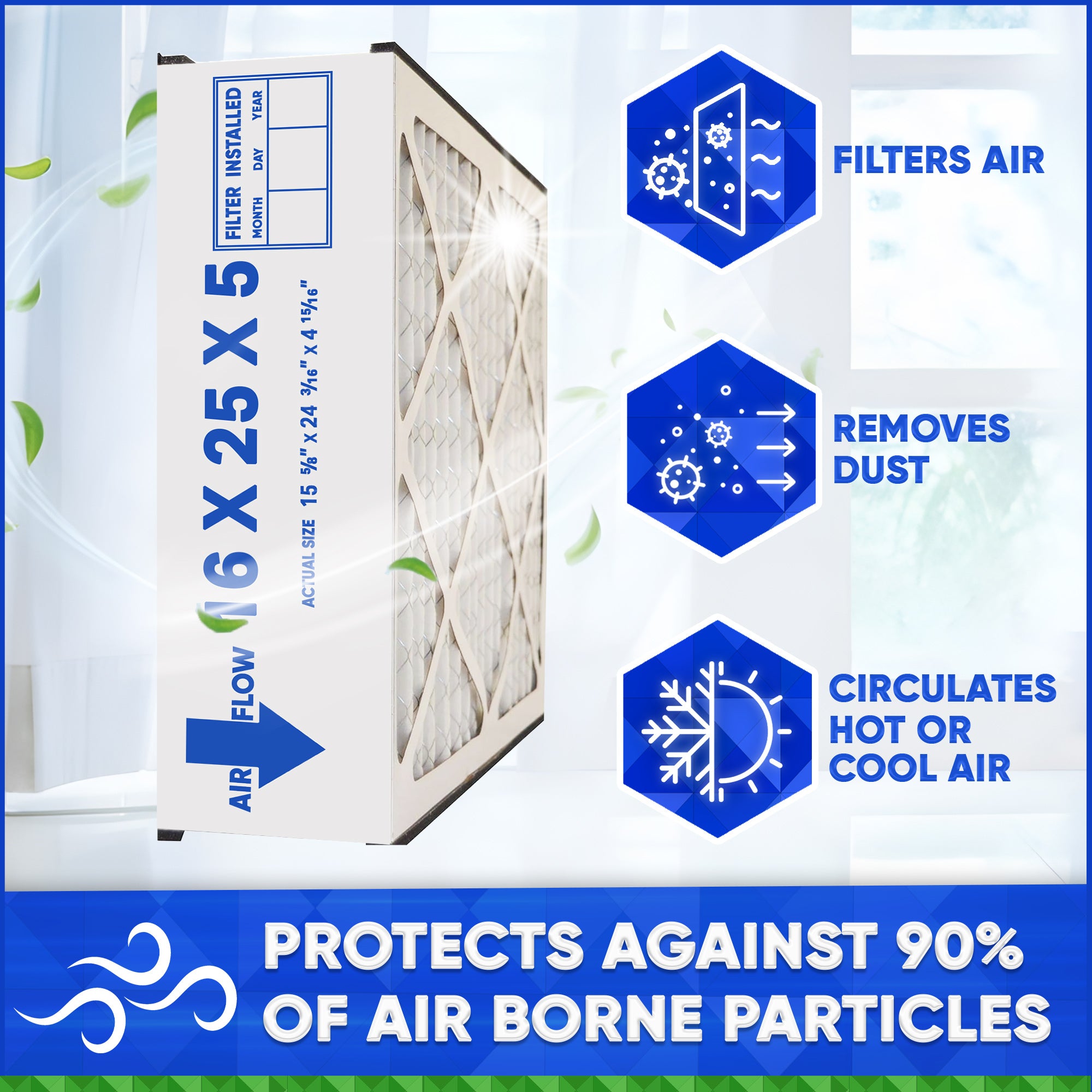 ReservePro 16x25x5 MERV 13 Air Filter - Case of 3 | Compatible with Mac 1400 Air Cleaners | High Efficiency Furnace Filter by FurnaceFilters.ca | Perfect for Home, Office & HVAC Systems