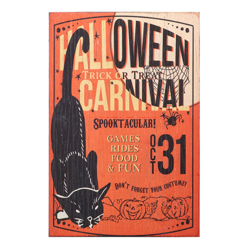 18 Carnival Cat Vintage Inspired Halloween Textured Wall Art - Spooky Home Decor for Halloween Party & Gothic Room Aesthetic