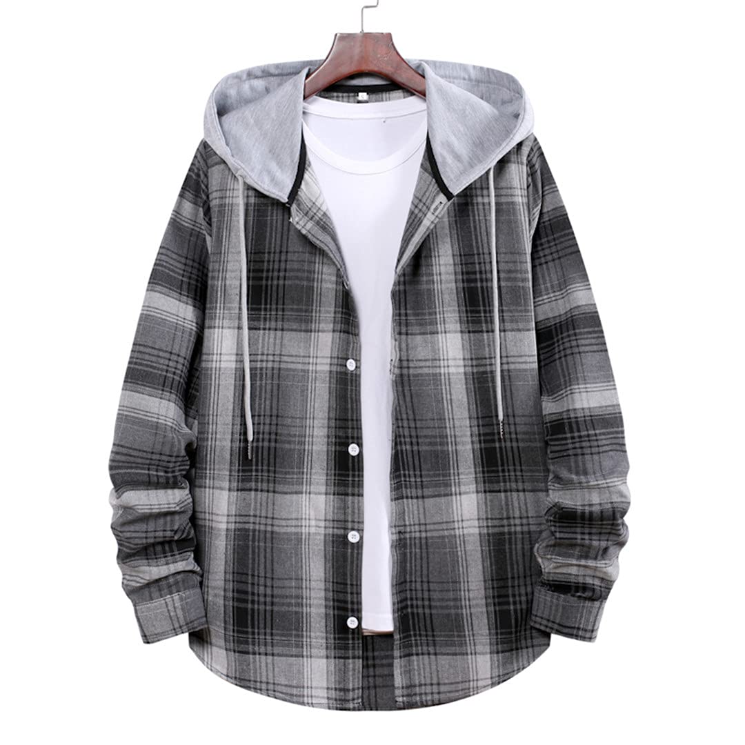 Stylish Unisex Hooded Oversized Plaid Flannel Shirt - Long Sleeve Hip-Hop Streetwear for Men & Women | Perfect for Casual Outfits, Music Festivals and Urban Fashion