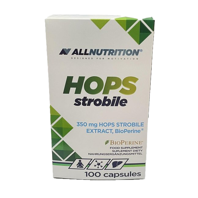 Allnutrition Hops Strobile Extract 350mg - 100 Capsules | Natural Relaxation & Sleep Support Supplement | Perfect for Stress Relief & Nighttime Calm