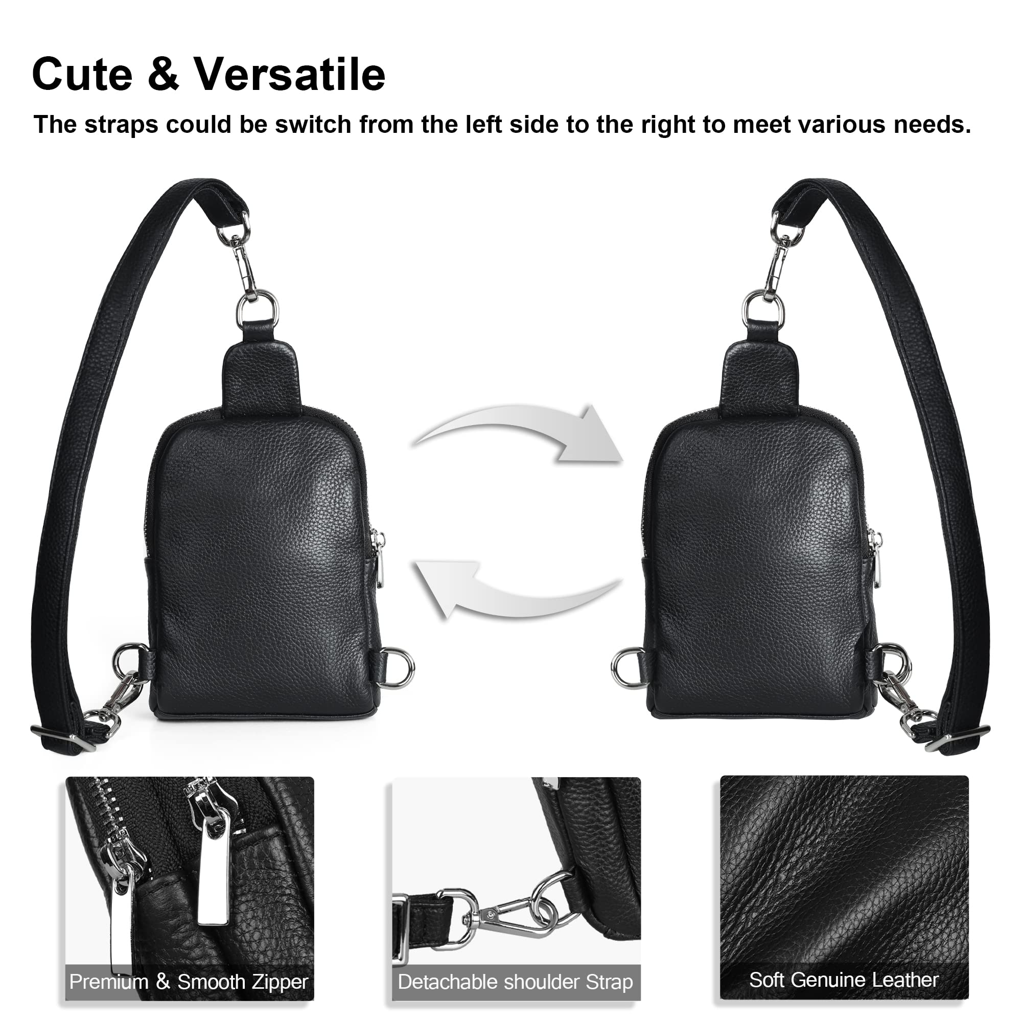 Befen Genuine Leather Small Sling Bag for Women - Crossbody Fanny Pack Purse with Adjustable Strap, Perfect Gift for Teen Girls & Travel, Gym, Hiking, and Daily Use