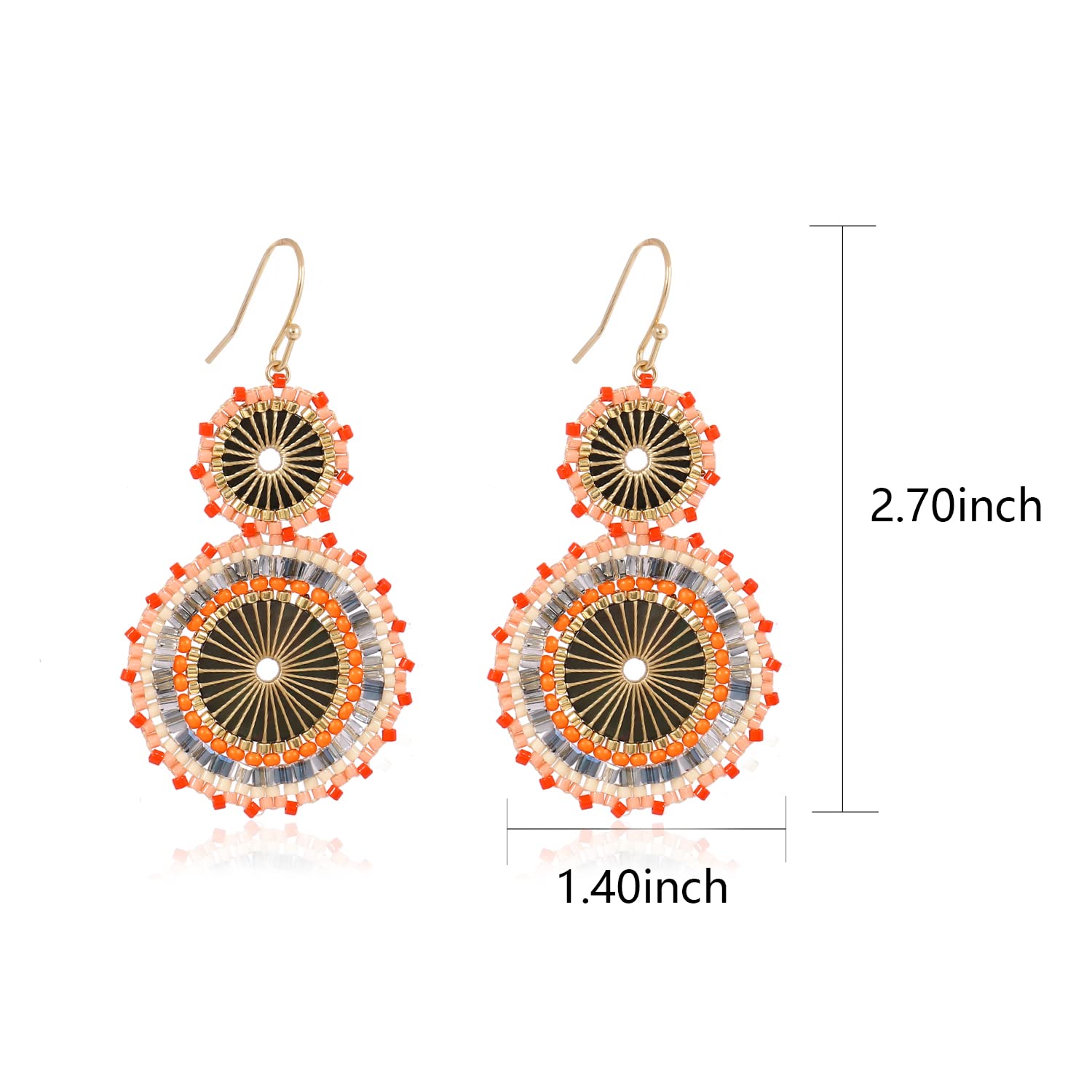 Bohemian Seed Beaded Dangle Earrings for Women - Handmade Circle Bead Drop Earrings | Fashion Jewelry for Casual Wear, Parties & Festivals