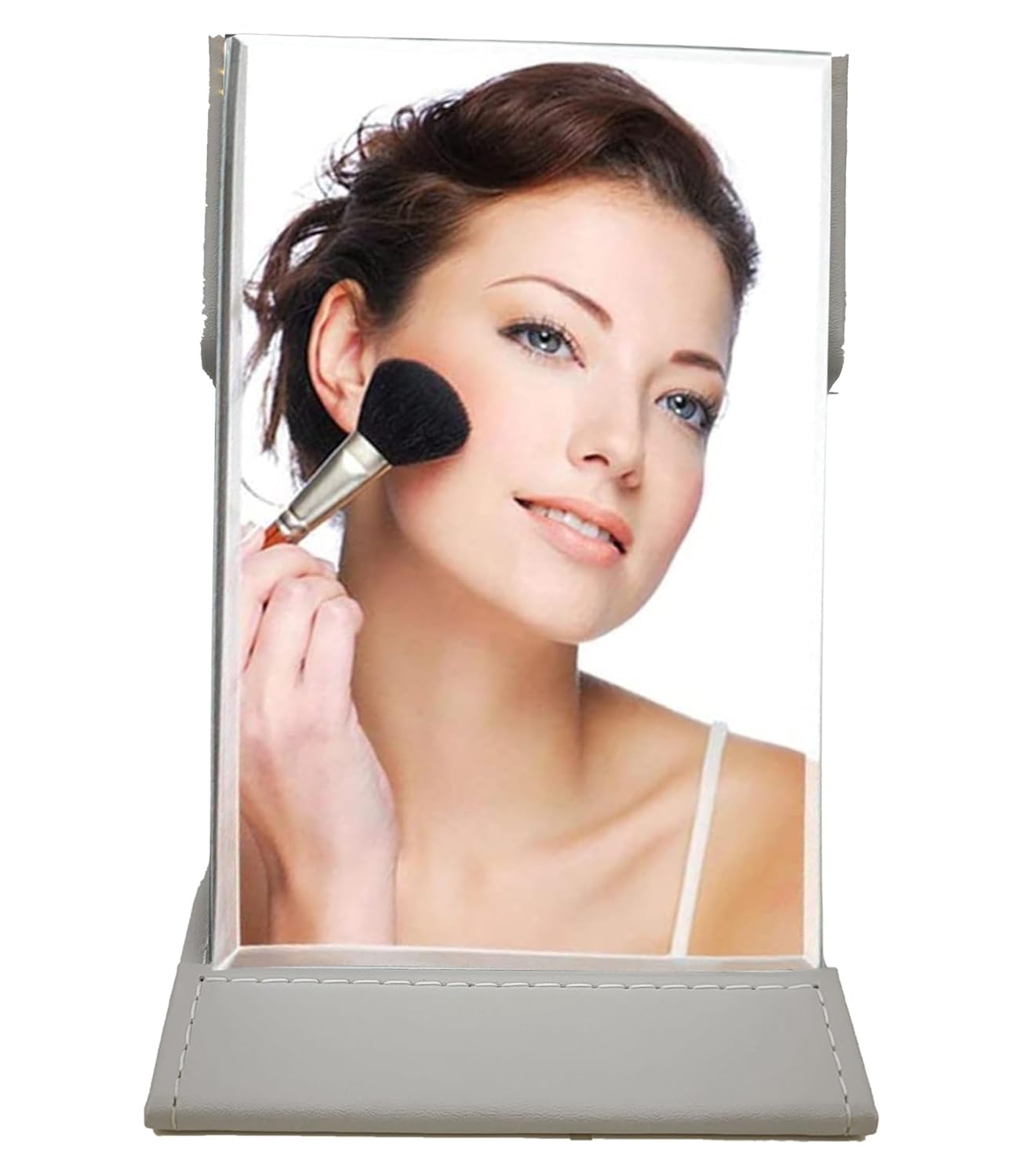 TEESTA Mini Portable LED Makeup Mirror with Light - HD Compact Folding Travel Mirror for Cosmetic & Beauty - Perfect for Home, Office, Camping & Travel (Grey, 1pc) | Ideal for Makeup Application, Skincare Routine & On-the-Go Touch Ups