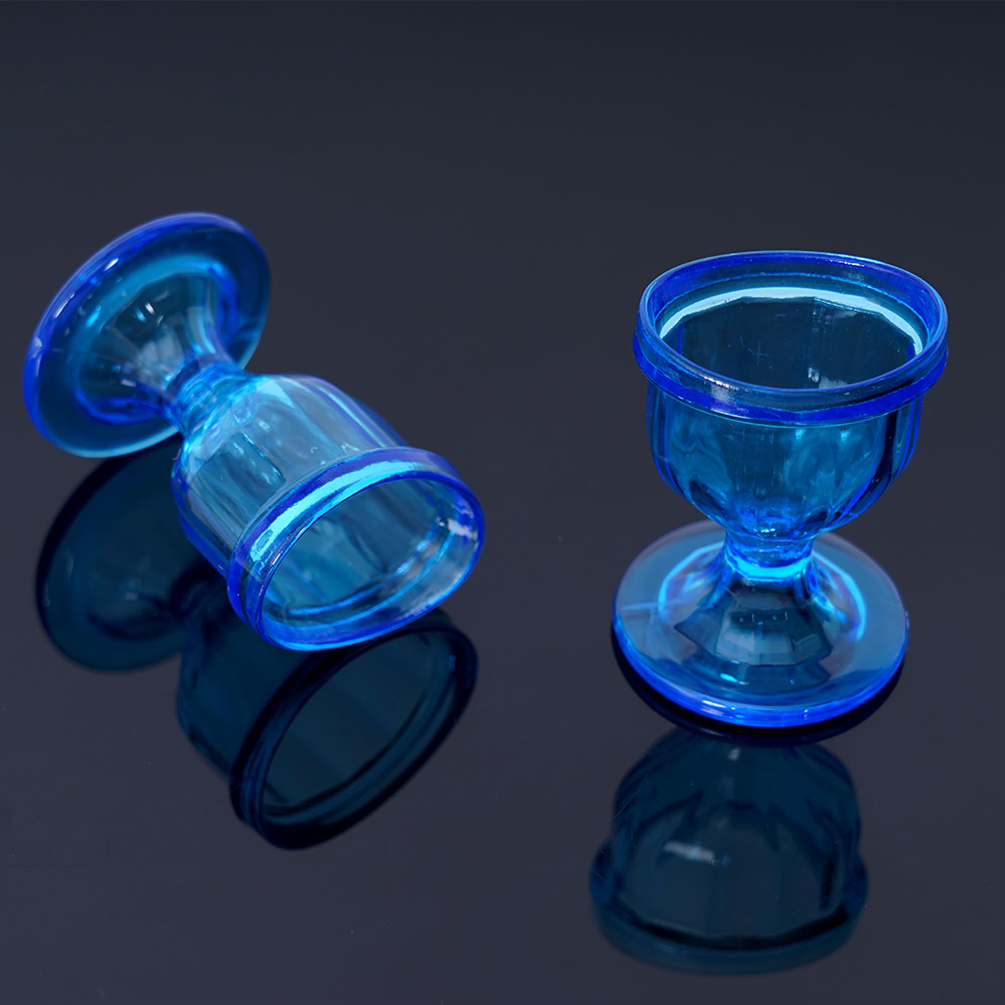 Blue Eye Wash Cups with Storage Container - Set of 2 for Eye Rinse, Cleansing, Dust & Makeup Removal - Perfect for First Aid, Contact Lens Care & Travel Use