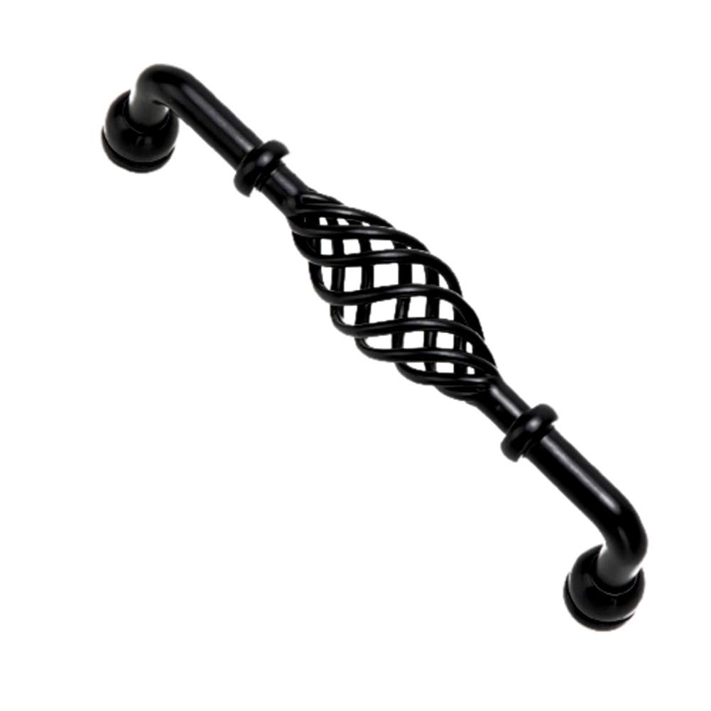6 Pack Black Birdcage Cabinet Handles - Vintage Drawer Pulls for Kitchen & Bathroom
