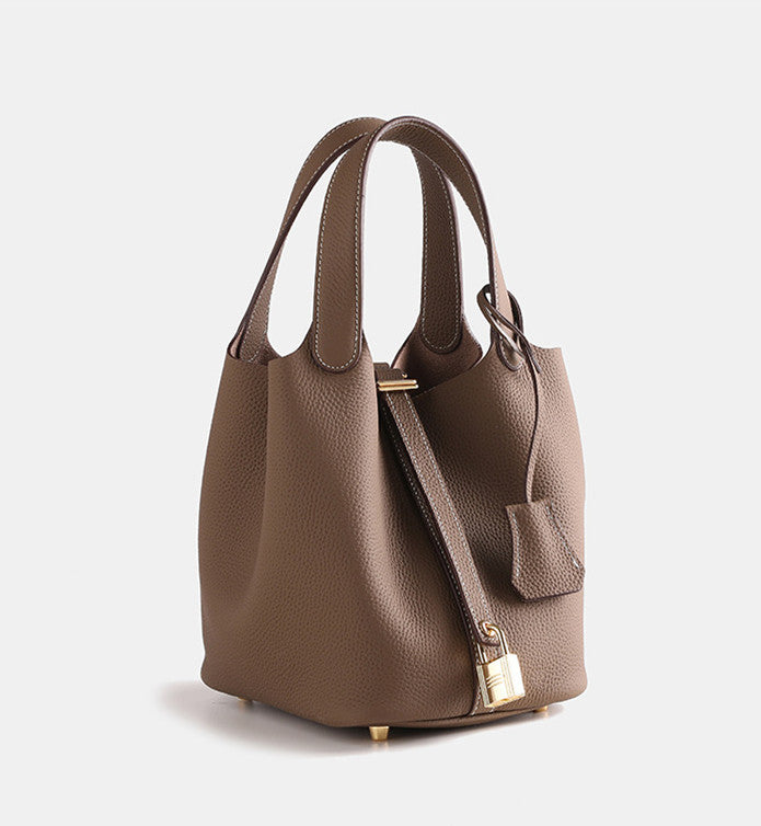 Stylish Genuine Leather Bucket Bag for Women - Trendy Crossbody Shoulder Handbag - Perfect for Work, Travel & Everyday Use