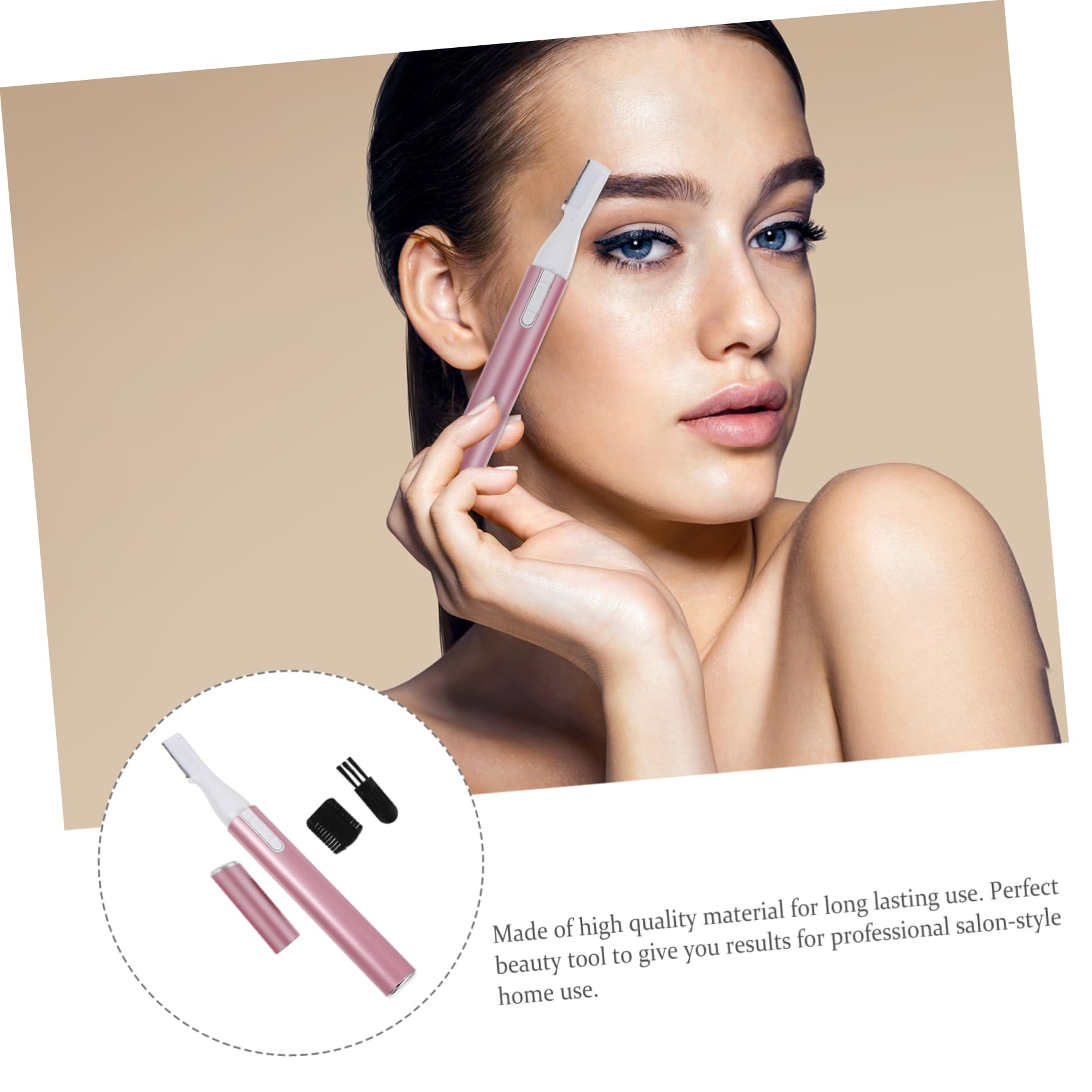 NOLITOY Electric Eyebrow Trimmer & Shaver - Painless Hair Removal for Eyebrows, Face, Body & Nose - Portable Epilator for Women & Men - Rechargeable Aluminum Pink Grooming Tool - Perfect for Travel, Home & Salon Use