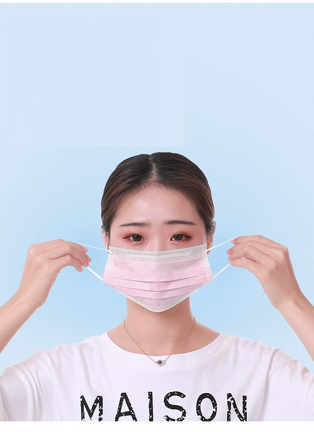 2000 Pcs Bulk Disposable Face Masks - 3-Layer Thick & Breathable Protection (Pink) - Ideal for Daily Use, Travel, and Public Safety