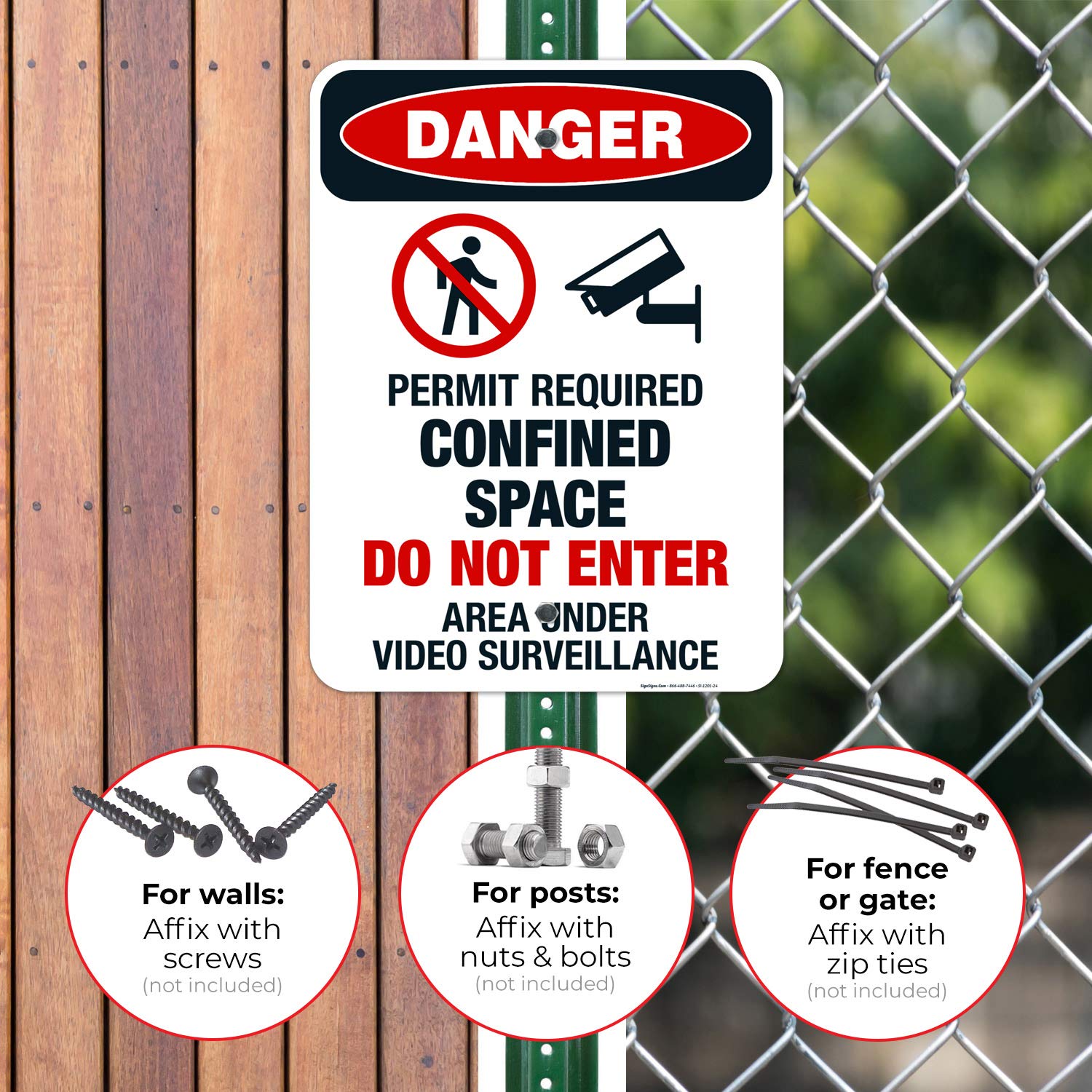 Danger Sign - OSHA Approved 'Permit Required Confined Space Do Not Enter' Warning Sign | 18x24 Inches | Rust-Free .063 Aluminum | Fade Resistant for Indoor & Outdoor Use | Made in USA | Ideal for Construction Sites, Warehouses & Industrial Safety Areas