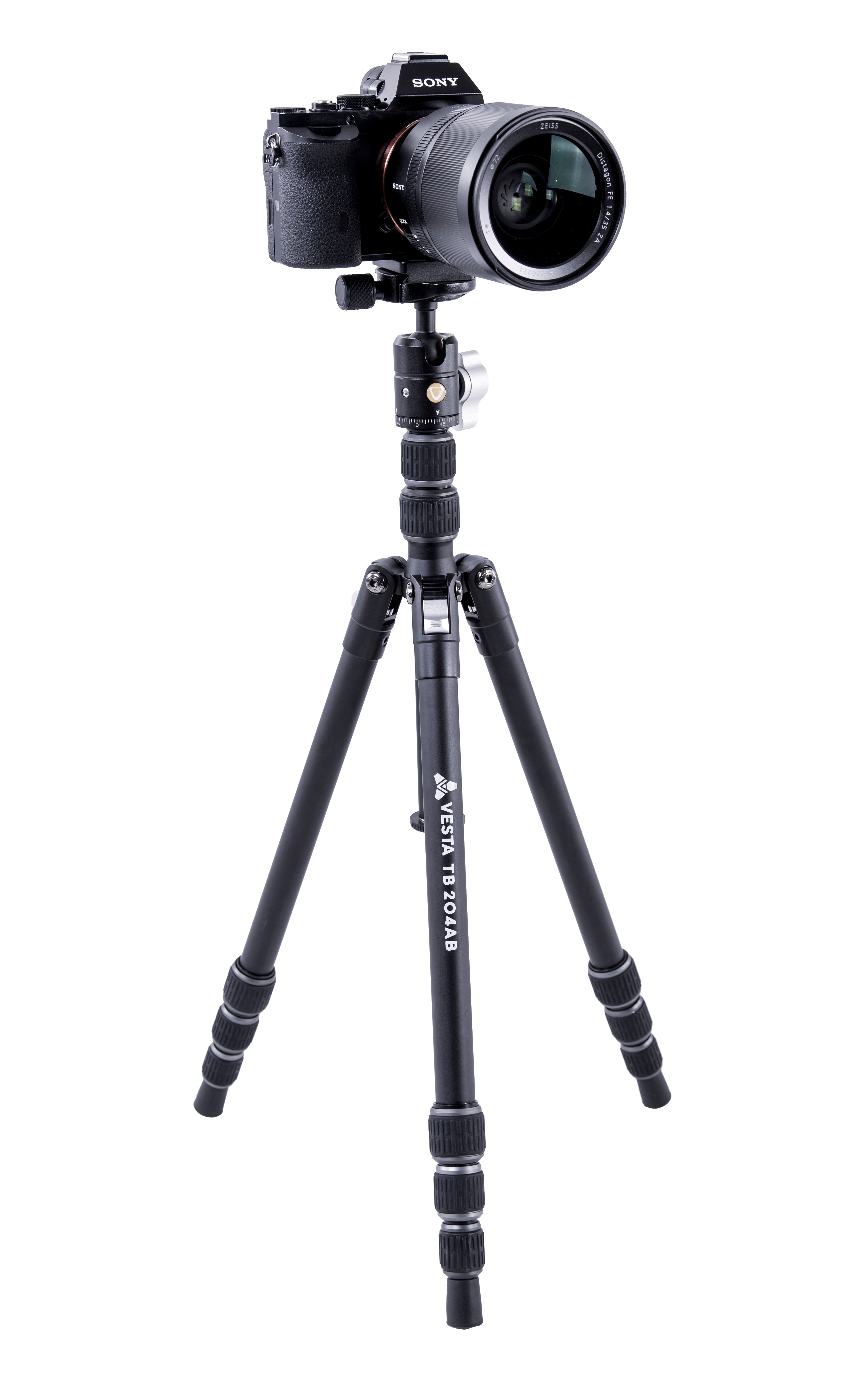 Vesta TB 204AB Professional Aluminum Tripod with T-46 Ball Head - Lightweight & Stable Camera Stand for Photography, Videography, Travel & Outdoor Shooting