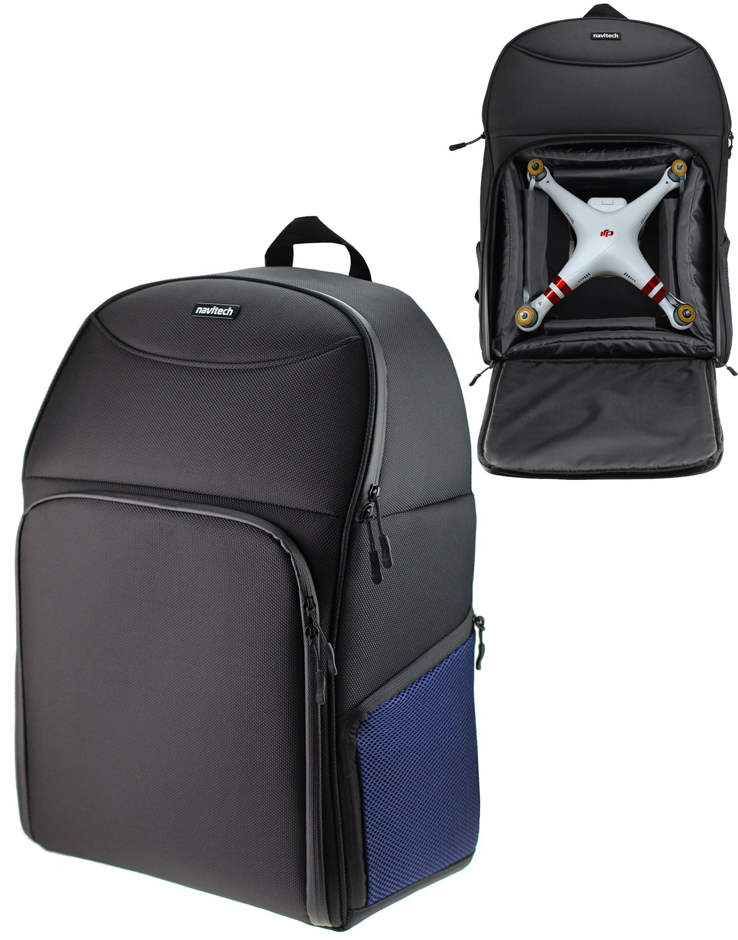 Navitech Durable Black Backpack for DJI Phantom 3/4K/Advanced/Professional Drones - Waterproof Travel Case for Quadcopter, Camera & Accessories - Perfect for Aerial Photography, Hiking & Outdoor Adventures