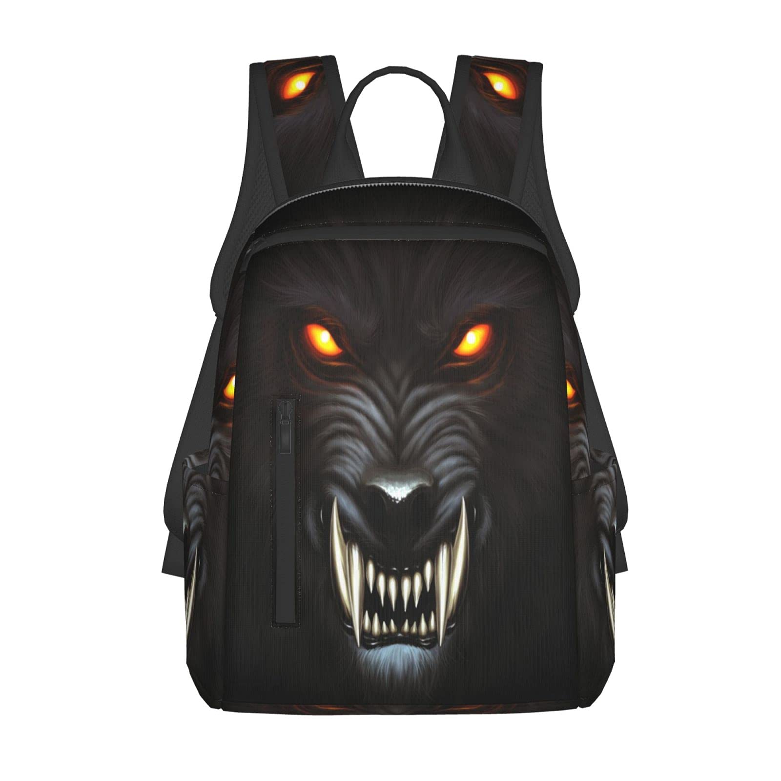 Waterproof Angry Werewolf Face Backpack - Large Capacity Durable Hiking Travel Backpack for Girls & Boys - Perfect for School, Camping & Outdoor Adventures